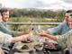 Enjoy a meal with the backdrop of vineyards over looking the striking Alpine Valleys