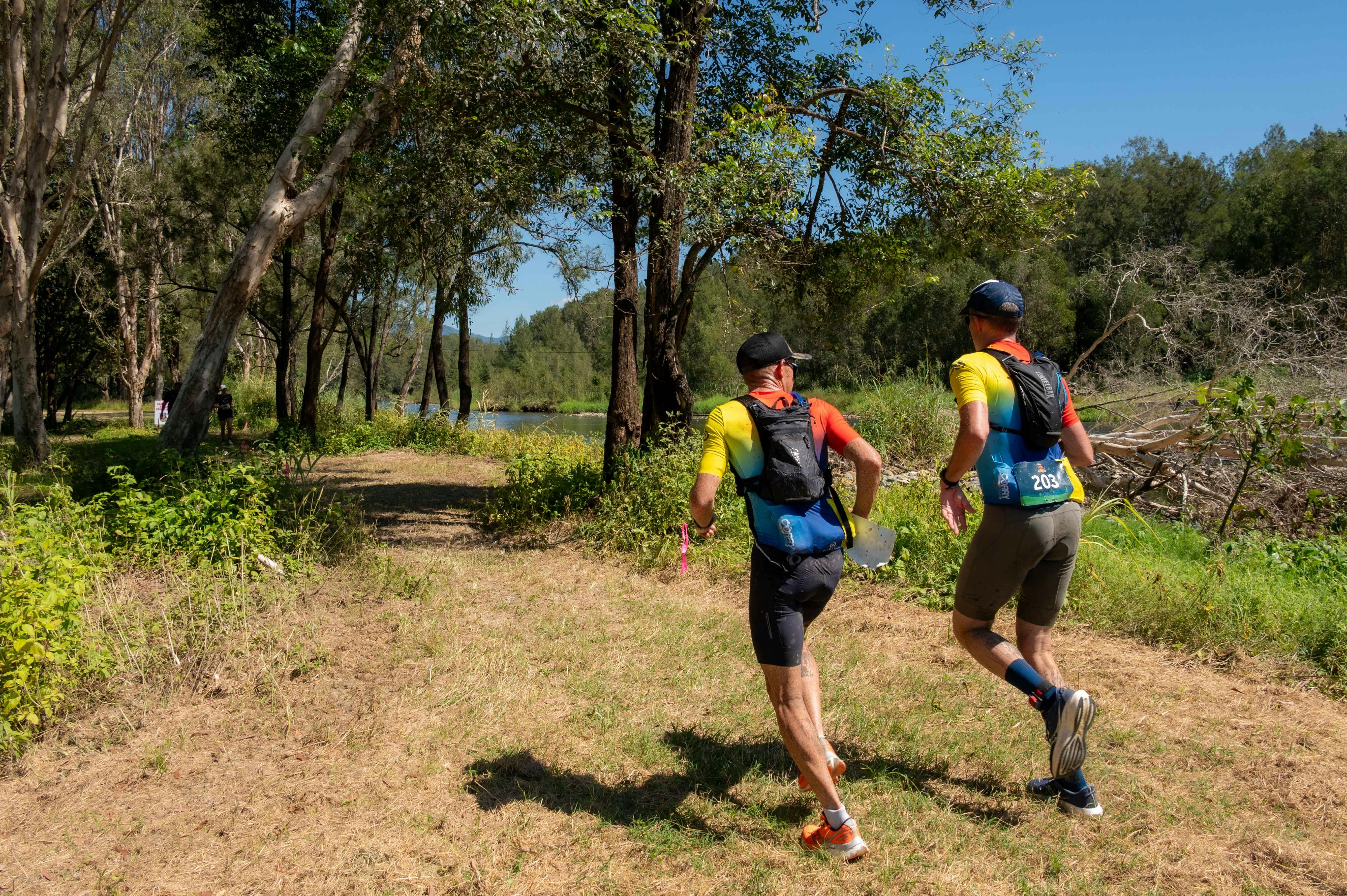 Adventure pair on the trail run