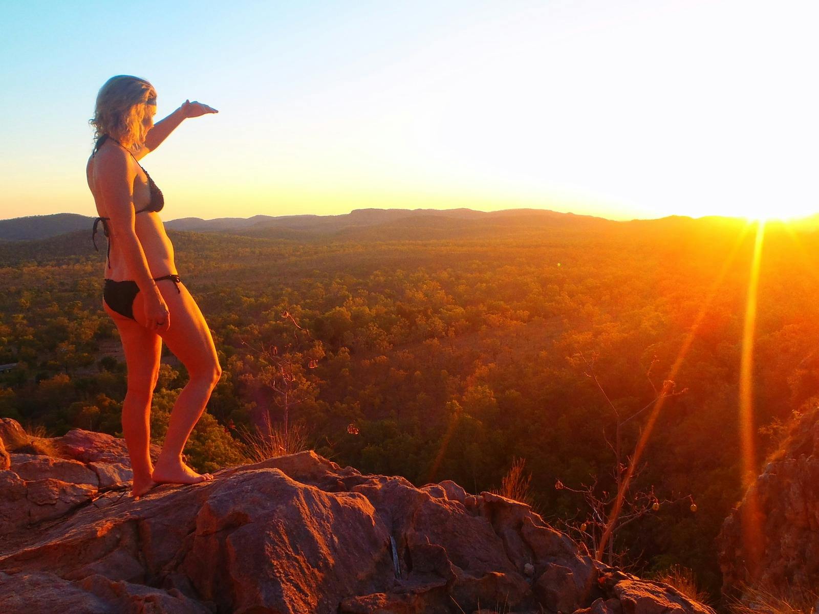Territory Expeditions guest at sunrise