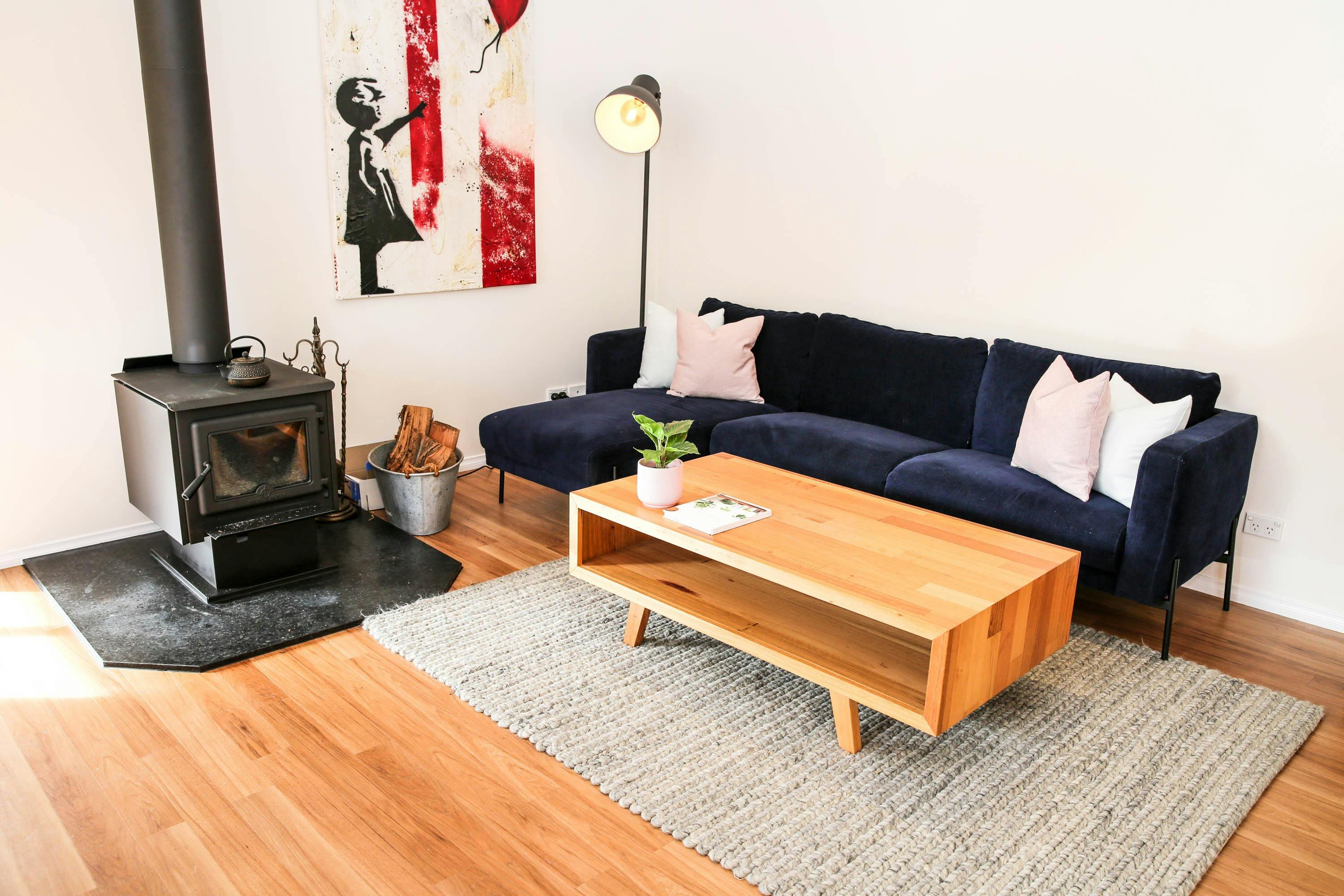 Back living area with fireplace  - Shine Bright Pet Friendly Group Family Bright Accommodation