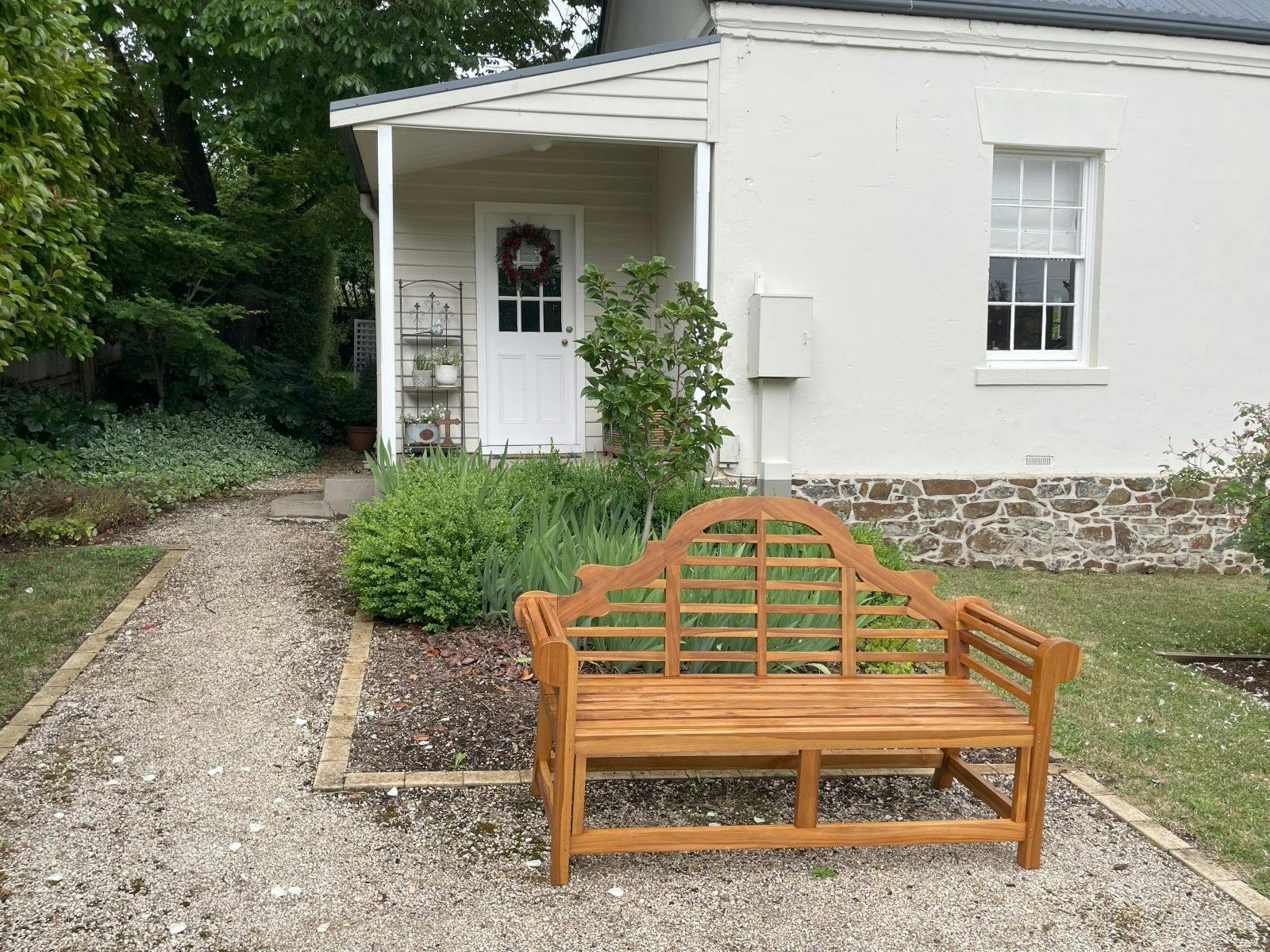 Front patio and entry door