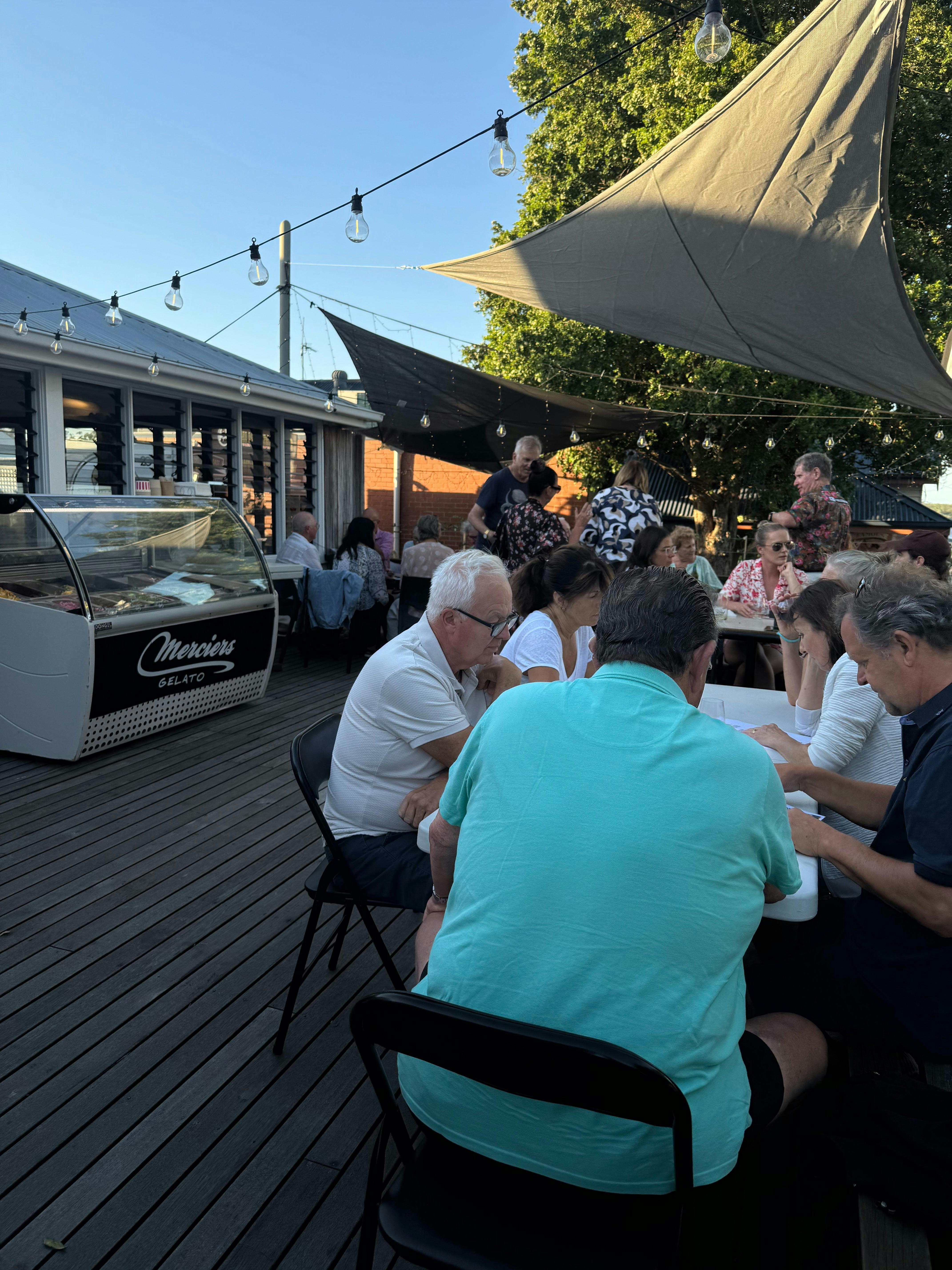 Overlooking Huskisson the deck is a magic spot on a sunny day and  listen to live music