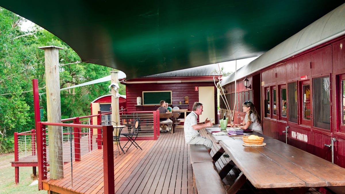 Train Carriage Dining - Glasshouse Mountains Ecolodge