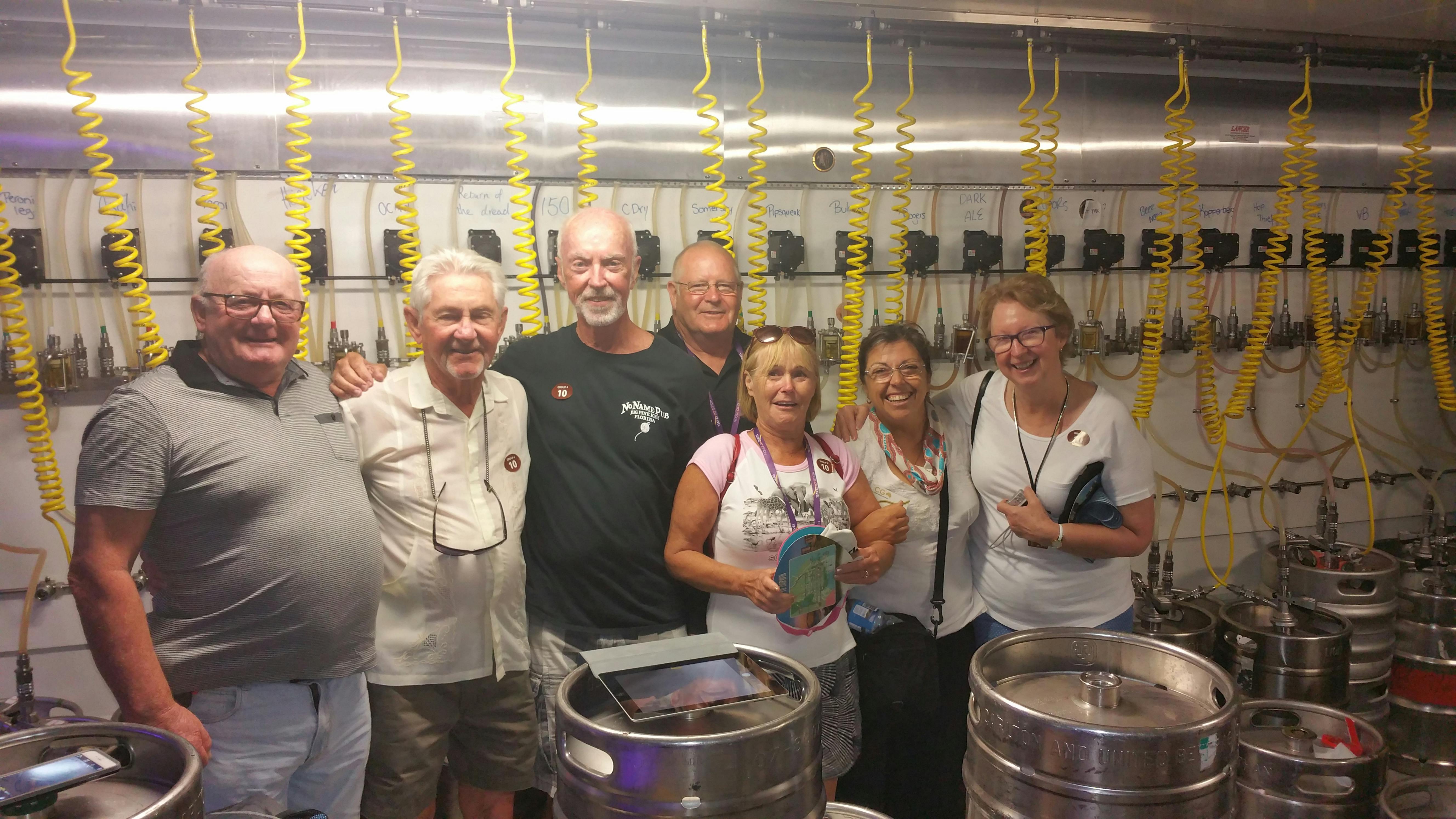 A group of people in the keg room