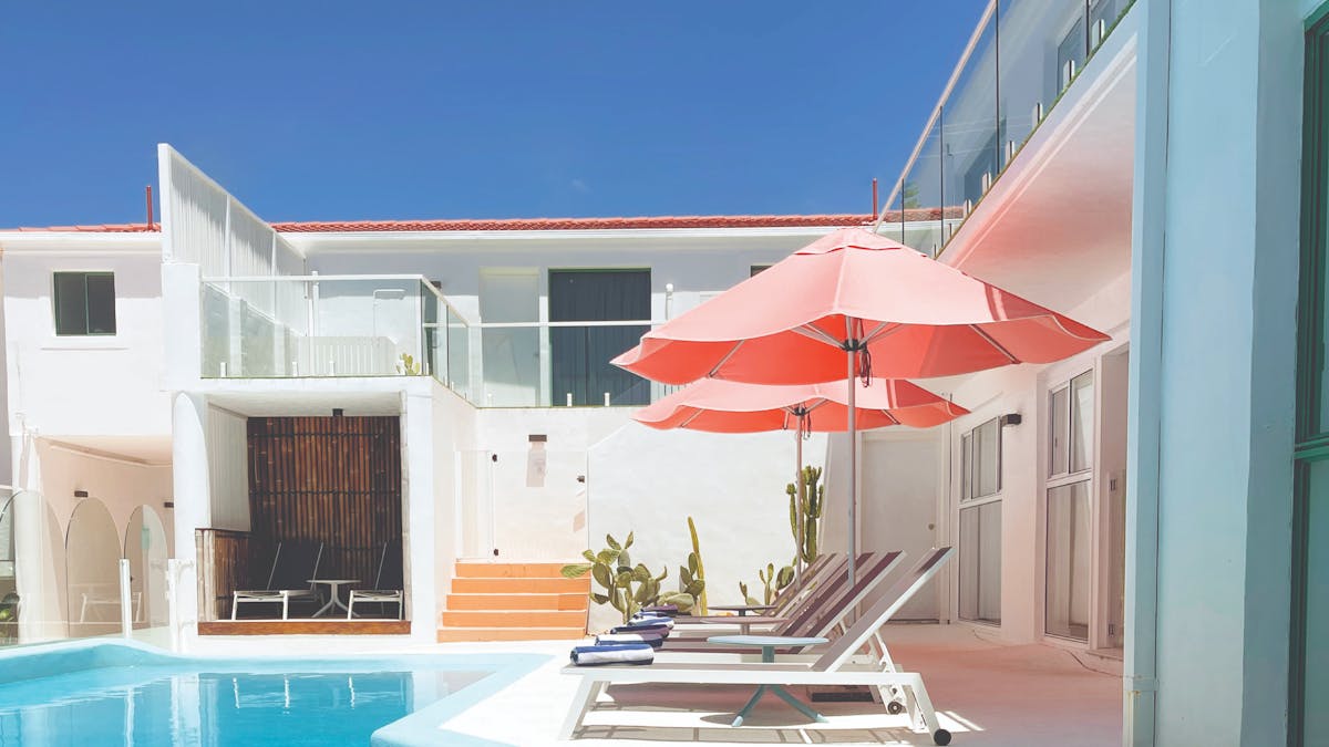 Poolside umbrellas