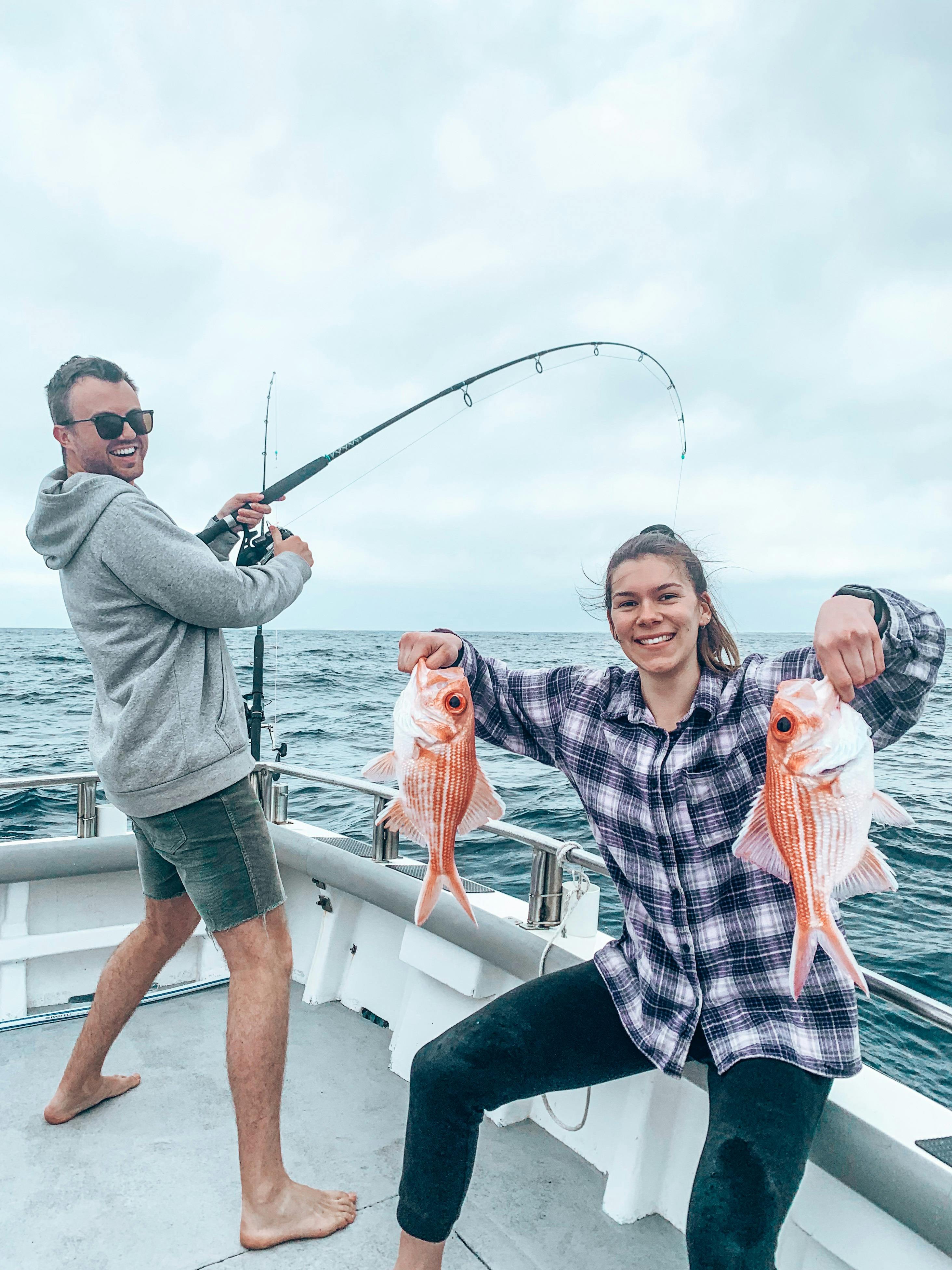 Reef Encounters Fishing Charters clients with Nannygai