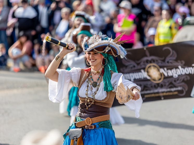 Women dressed as a pirate at a festival