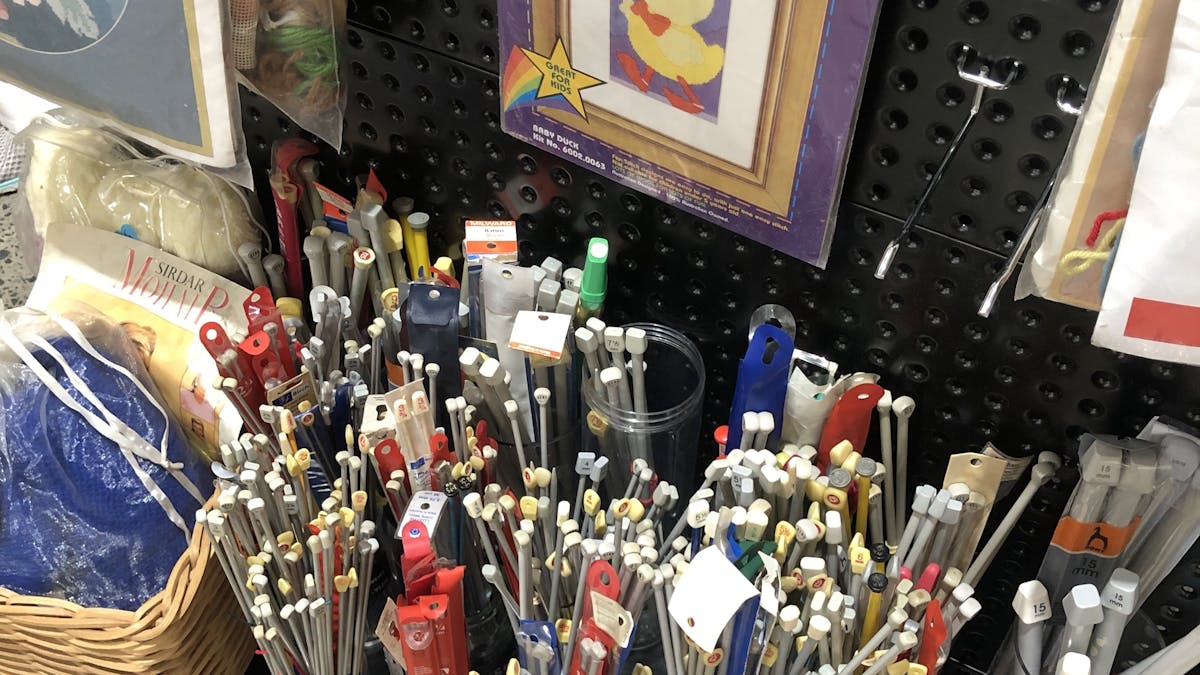 Knitting needles and tapestry kit