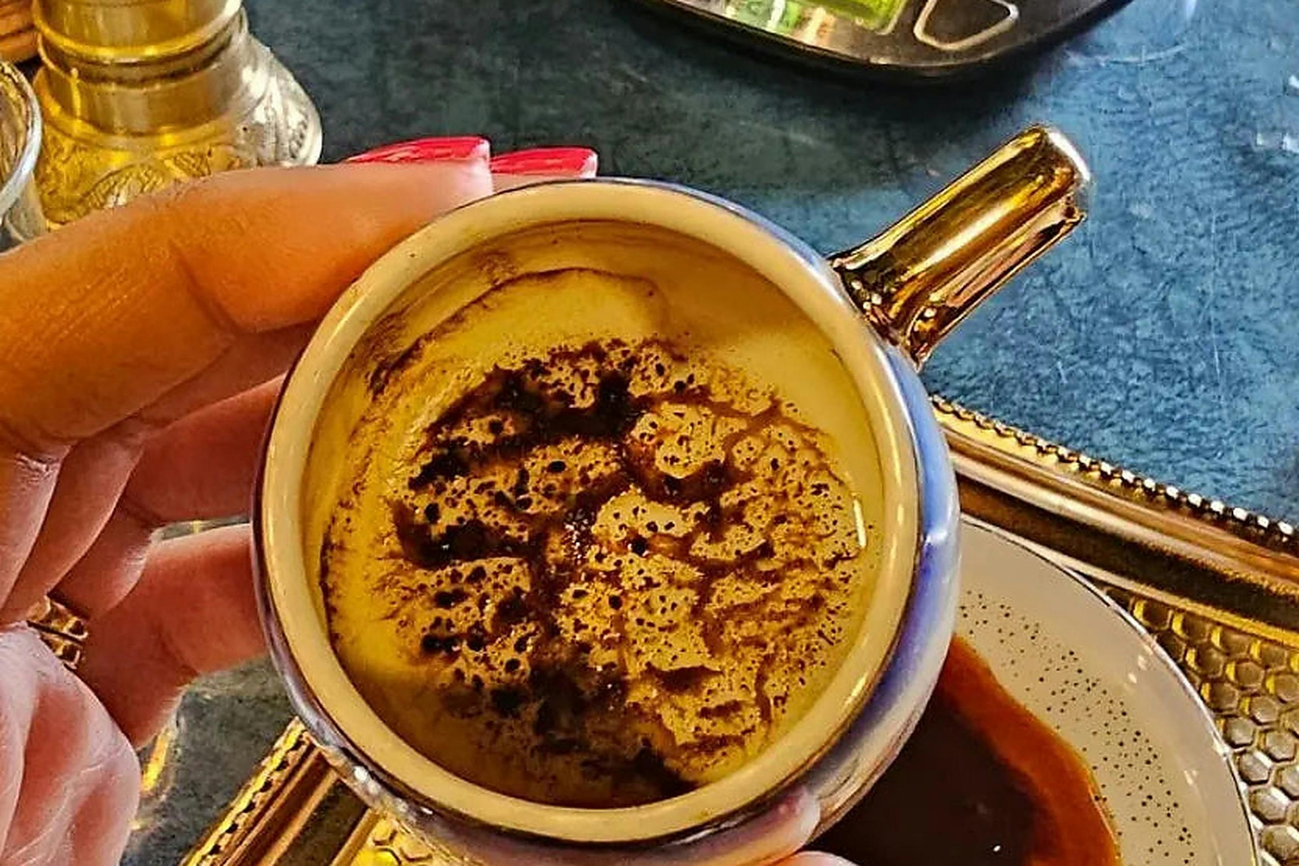 Turkish coffee cup turned over for a fortune reading