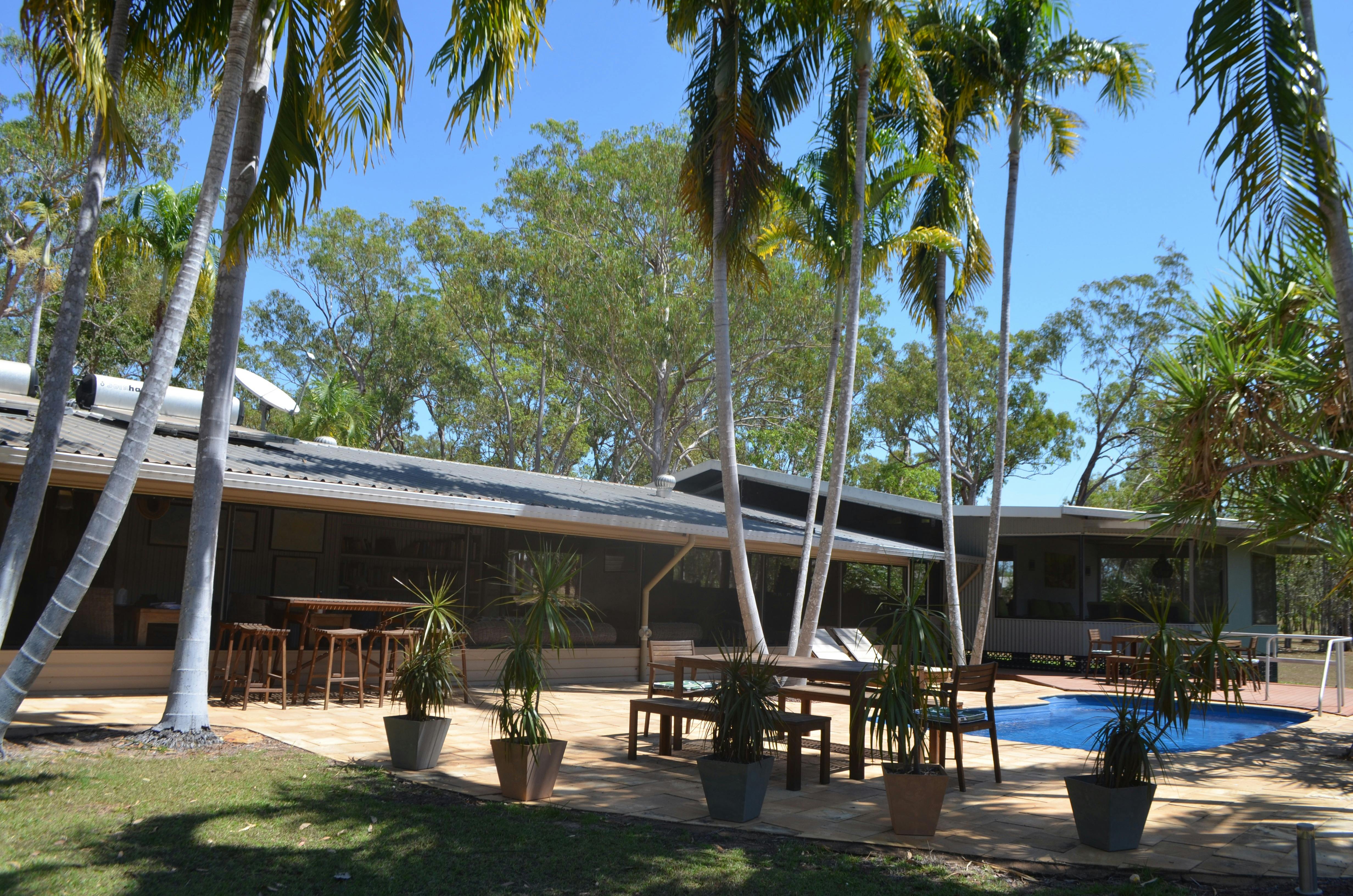 Safari lodge nestled in the savannah woodland