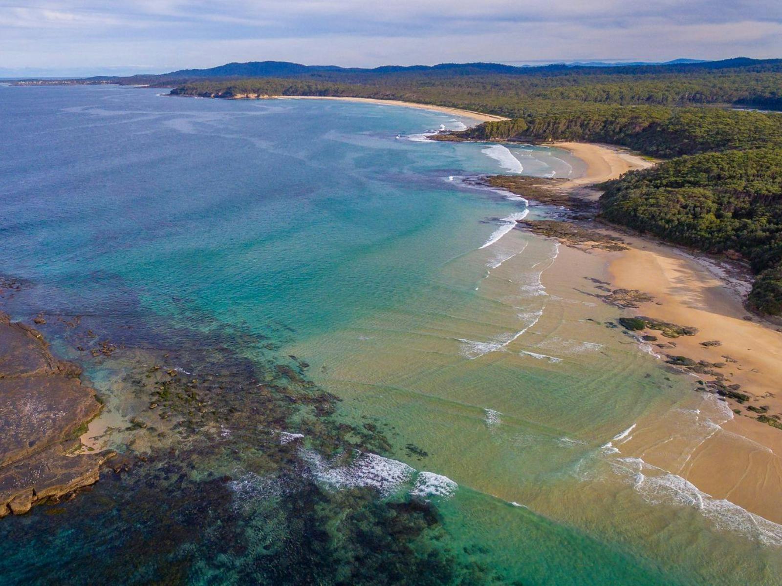 Termeil Point Beach und Stokes Island