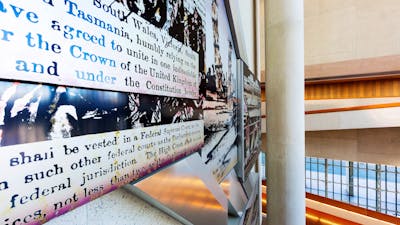 Artwork on the walls of the High Court of Australia interior