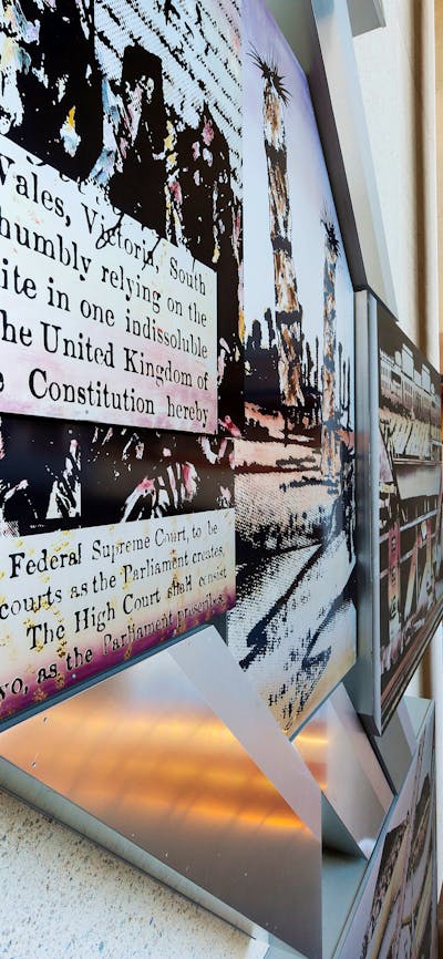 Artwork on the walls of the High Court of Australia interior