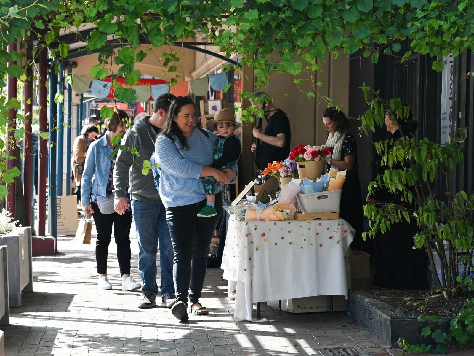 Stalls, street scape, vines - market