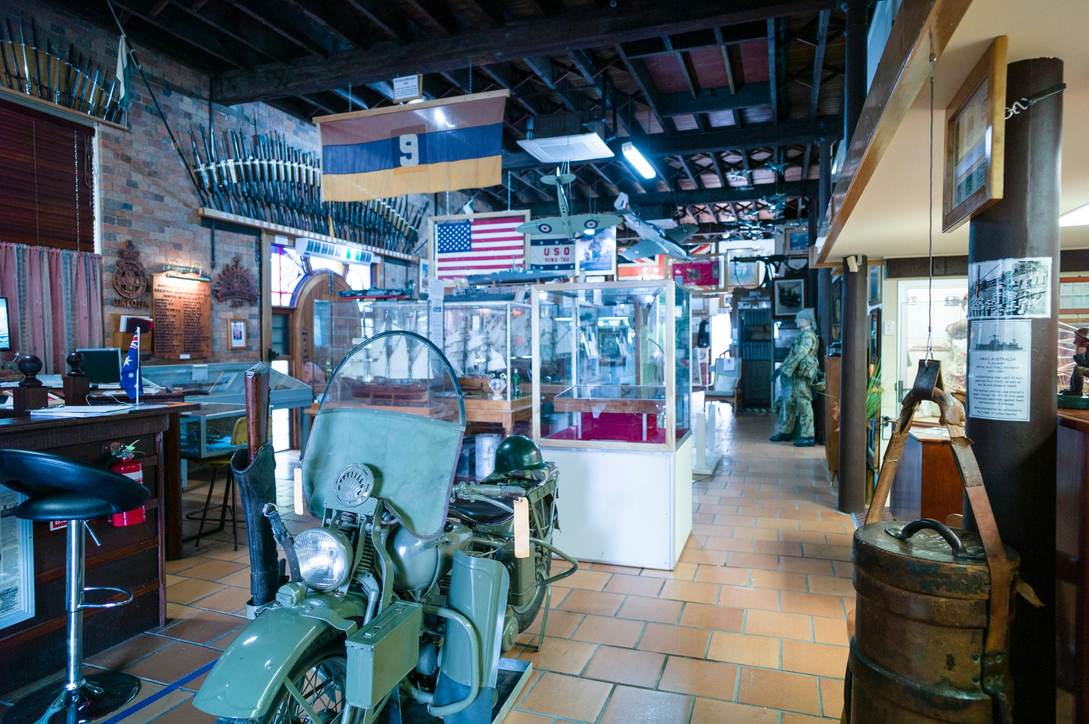 photo shwoing displays inside Maryborough Military and Colonial Museum