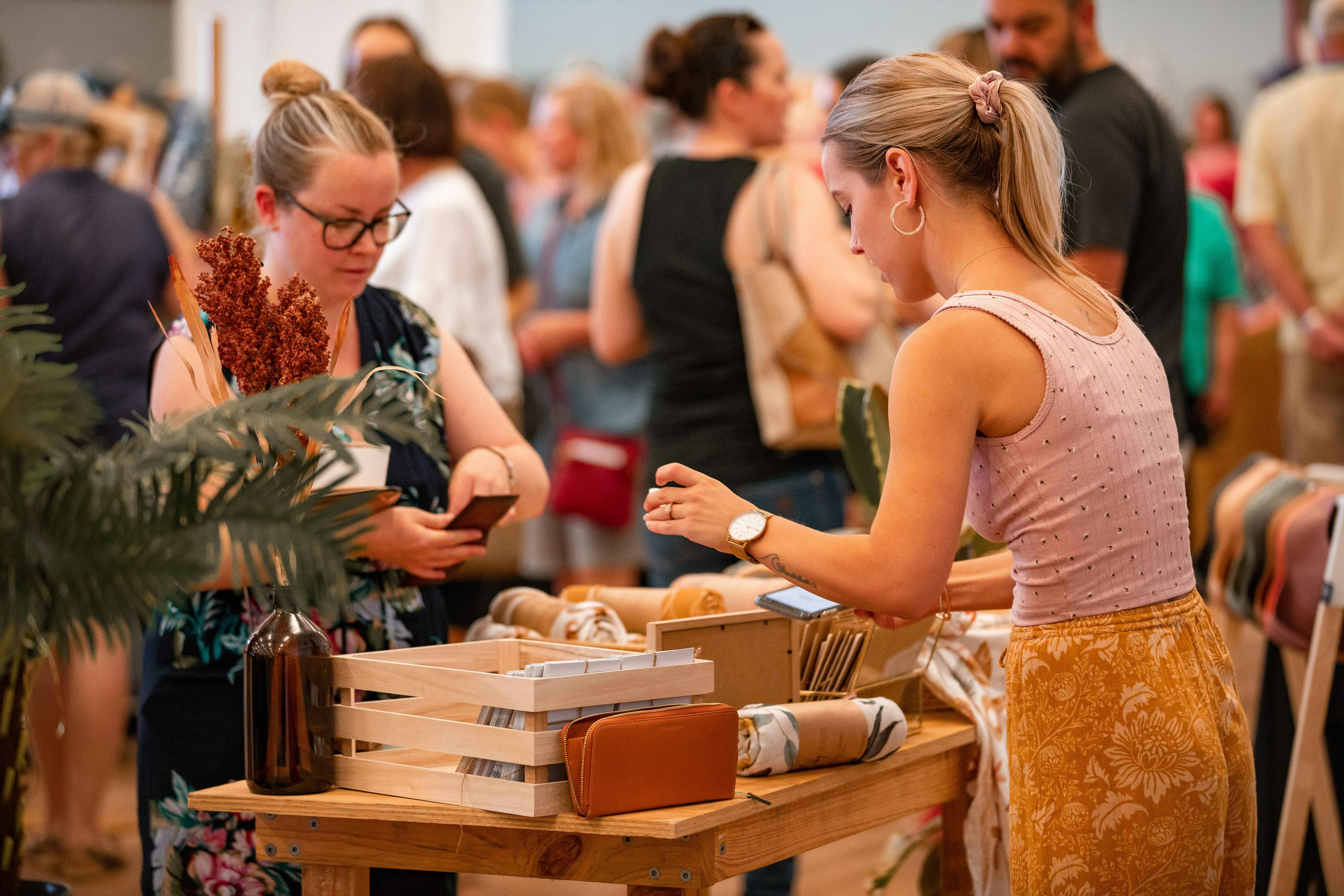 Event-goers and stallholders at River & Wren Market in Wagga Wagga