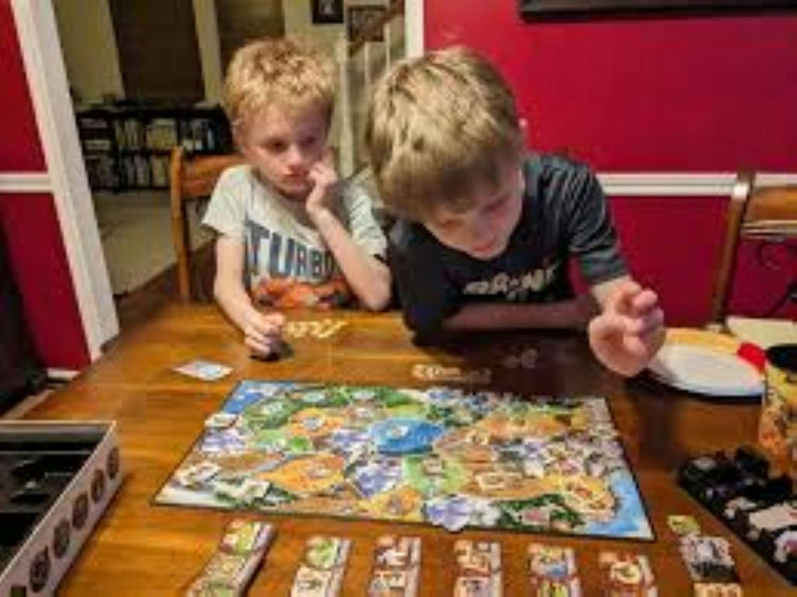 Children playing a board game