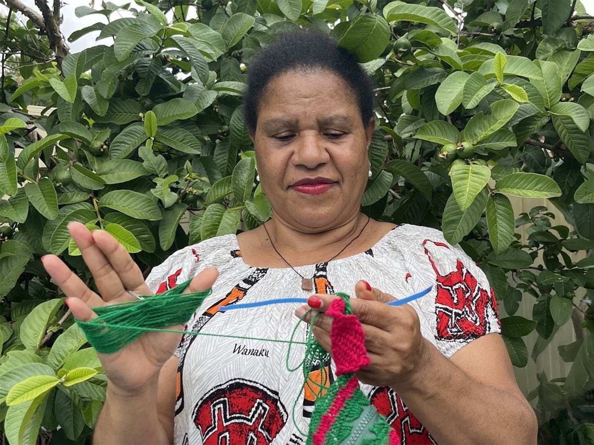 Auntie Lynn Imbun weaving