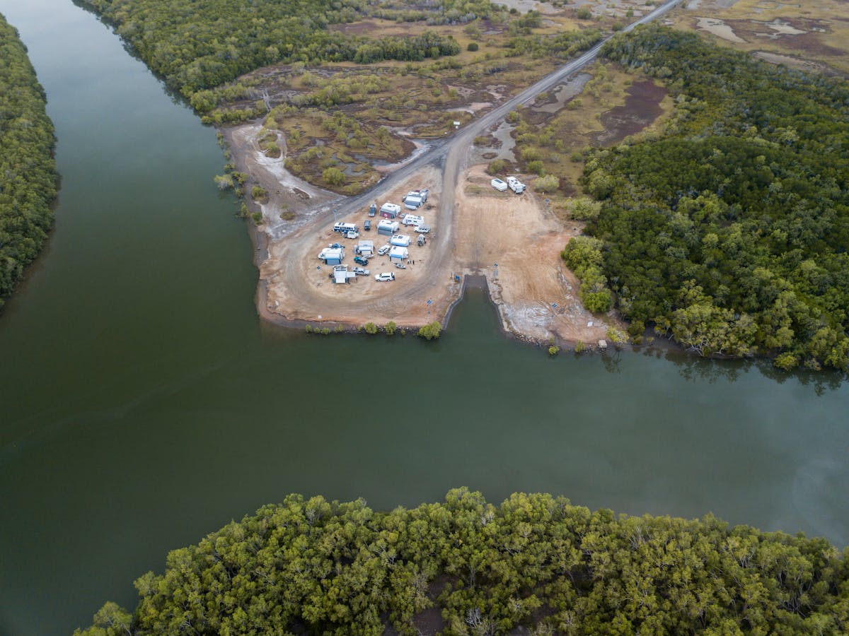Drone view of the Cromarty Creek Boat Ramp in Giru