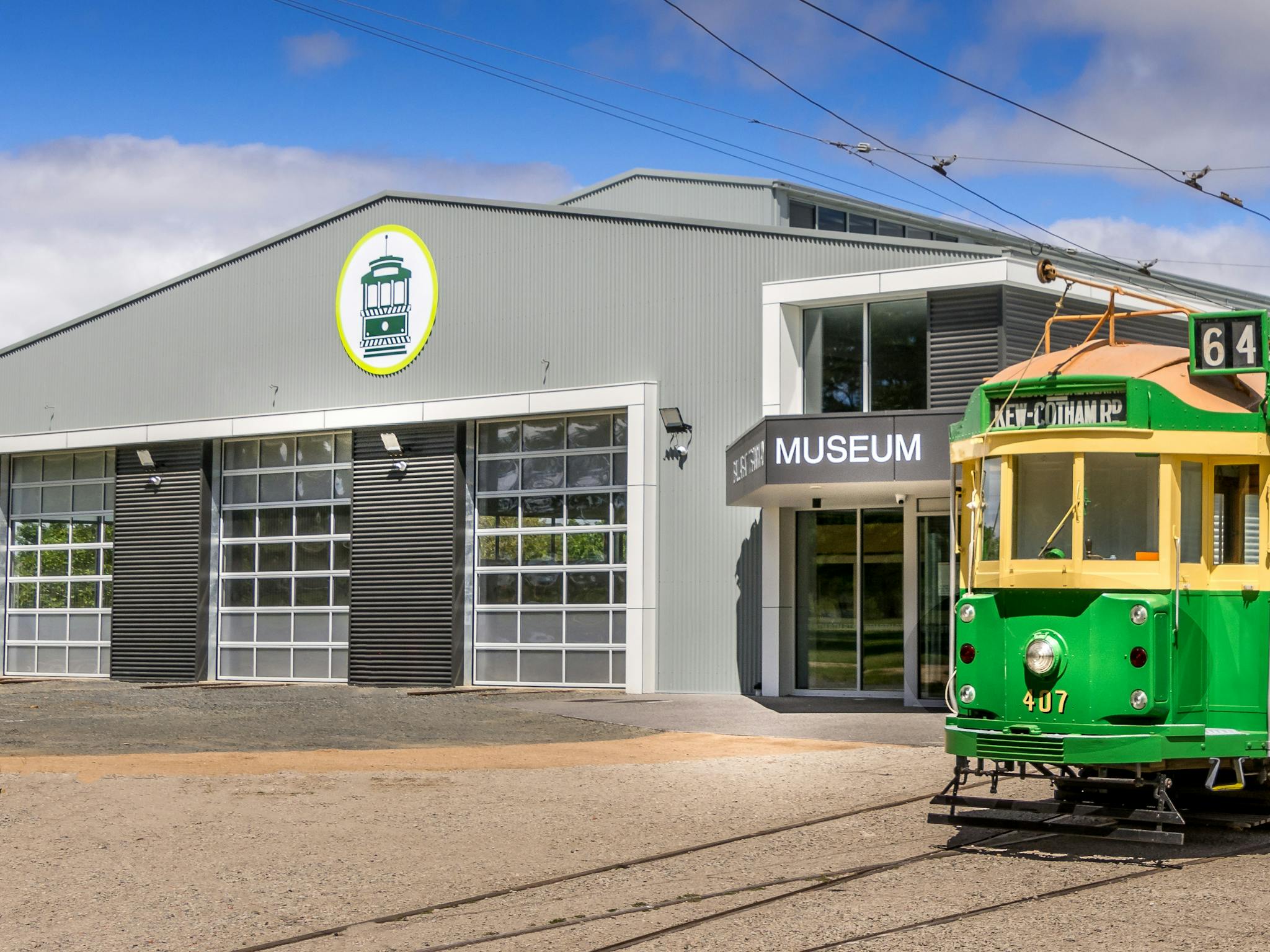 Large building with tram