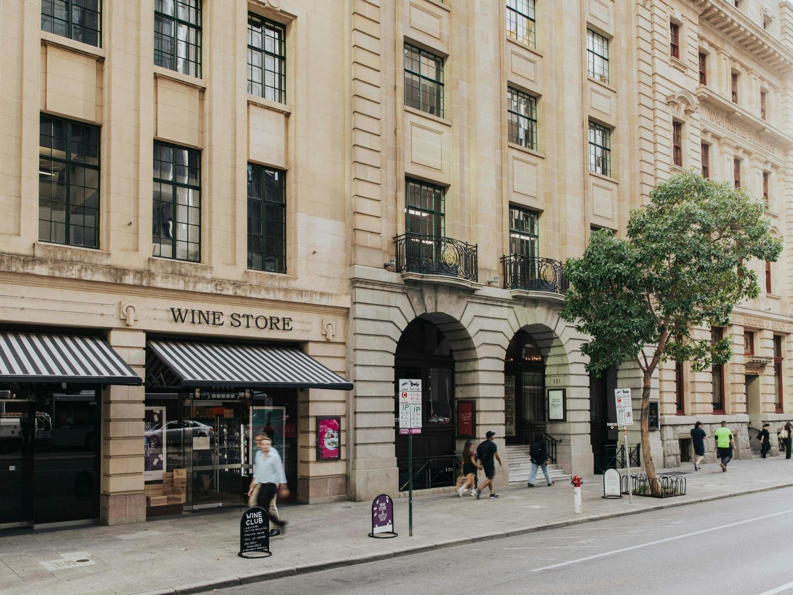 The facade of The Heritage Wine Store on St Georges Tce, Perth