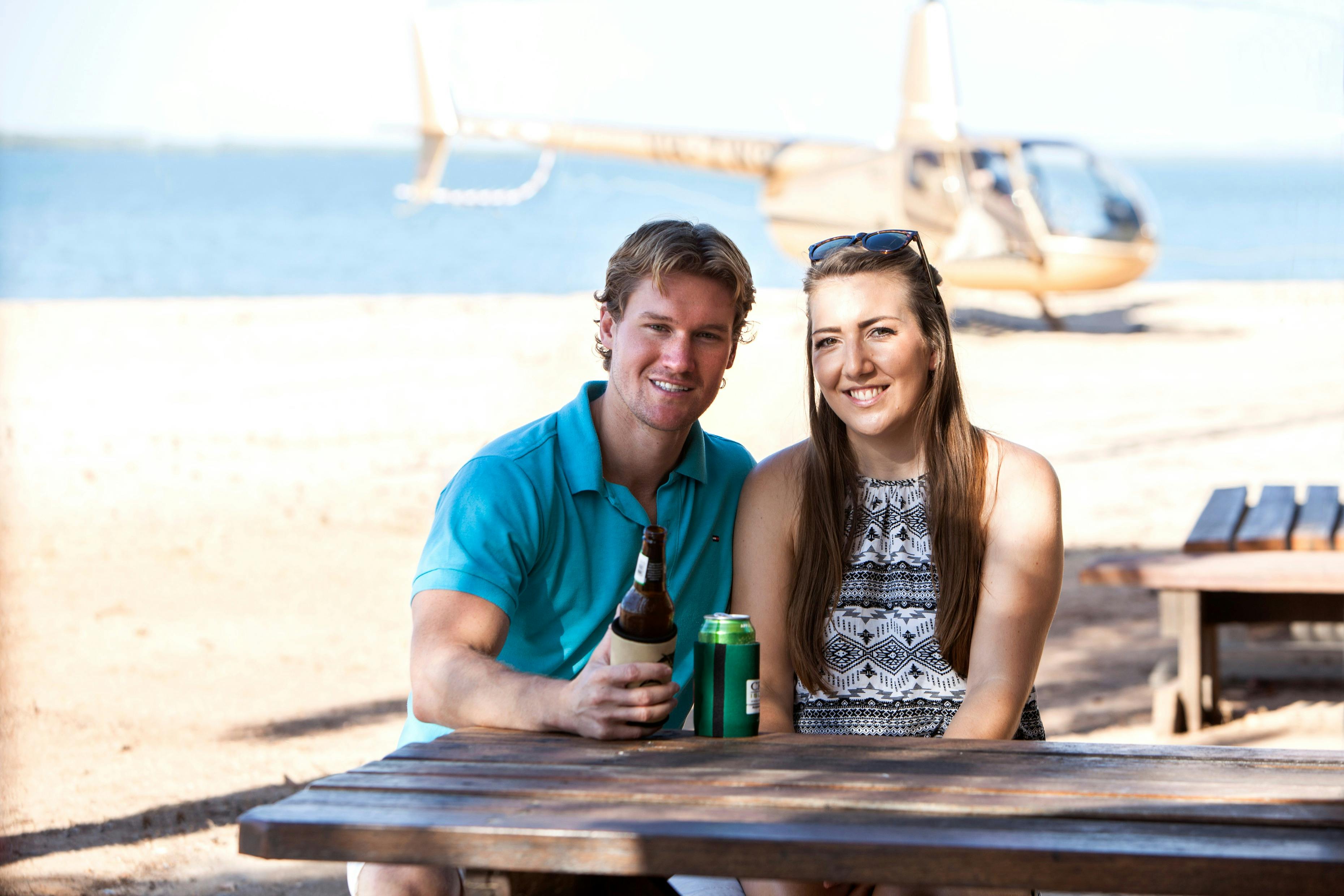 Relaxing at one of the stops on our Heli Pub Tour