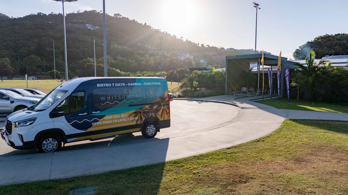 Club Whitsunday courtesy bus graphic
