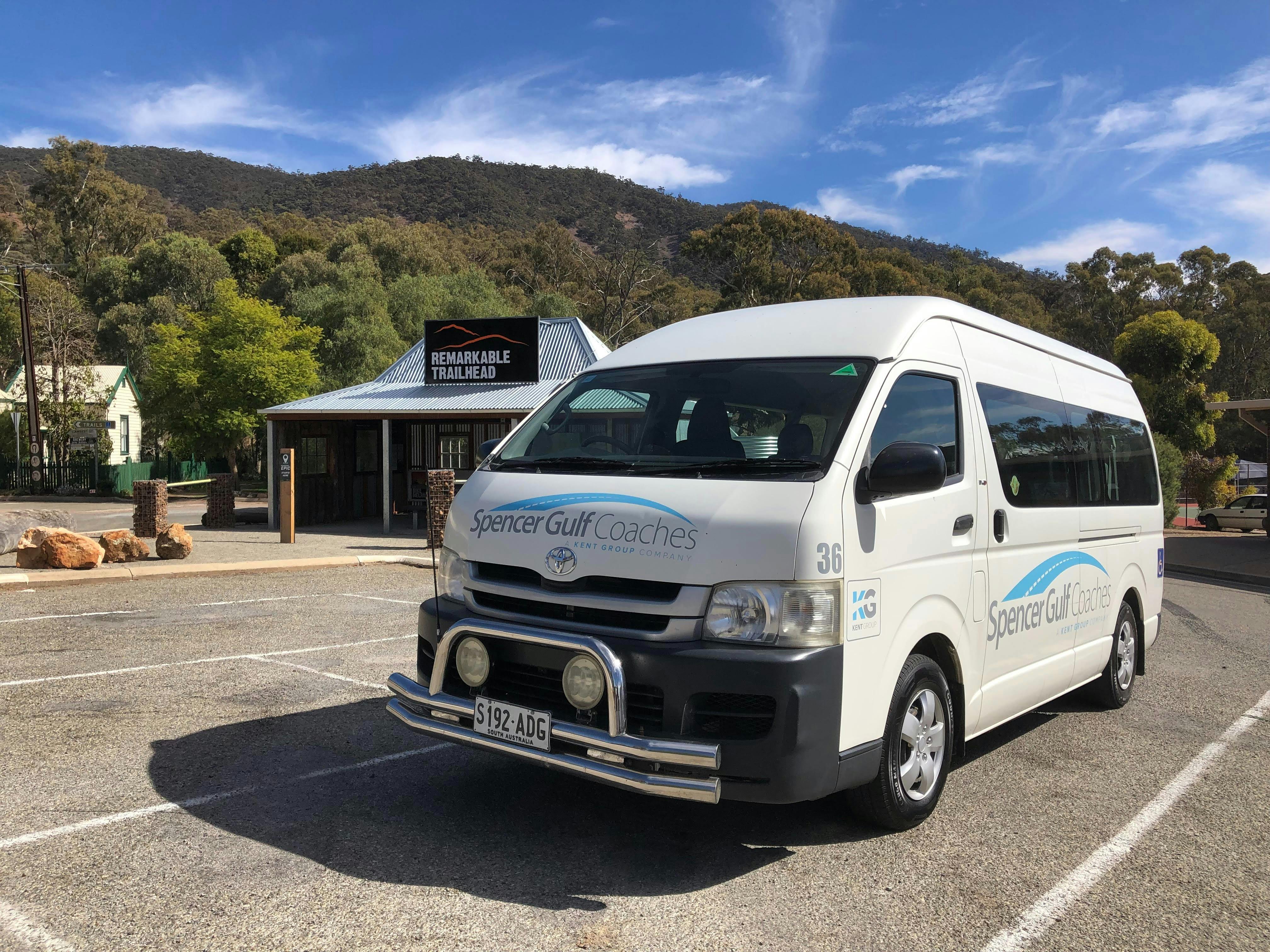 Micro Bus in front of Mt Remarkable Trailhead