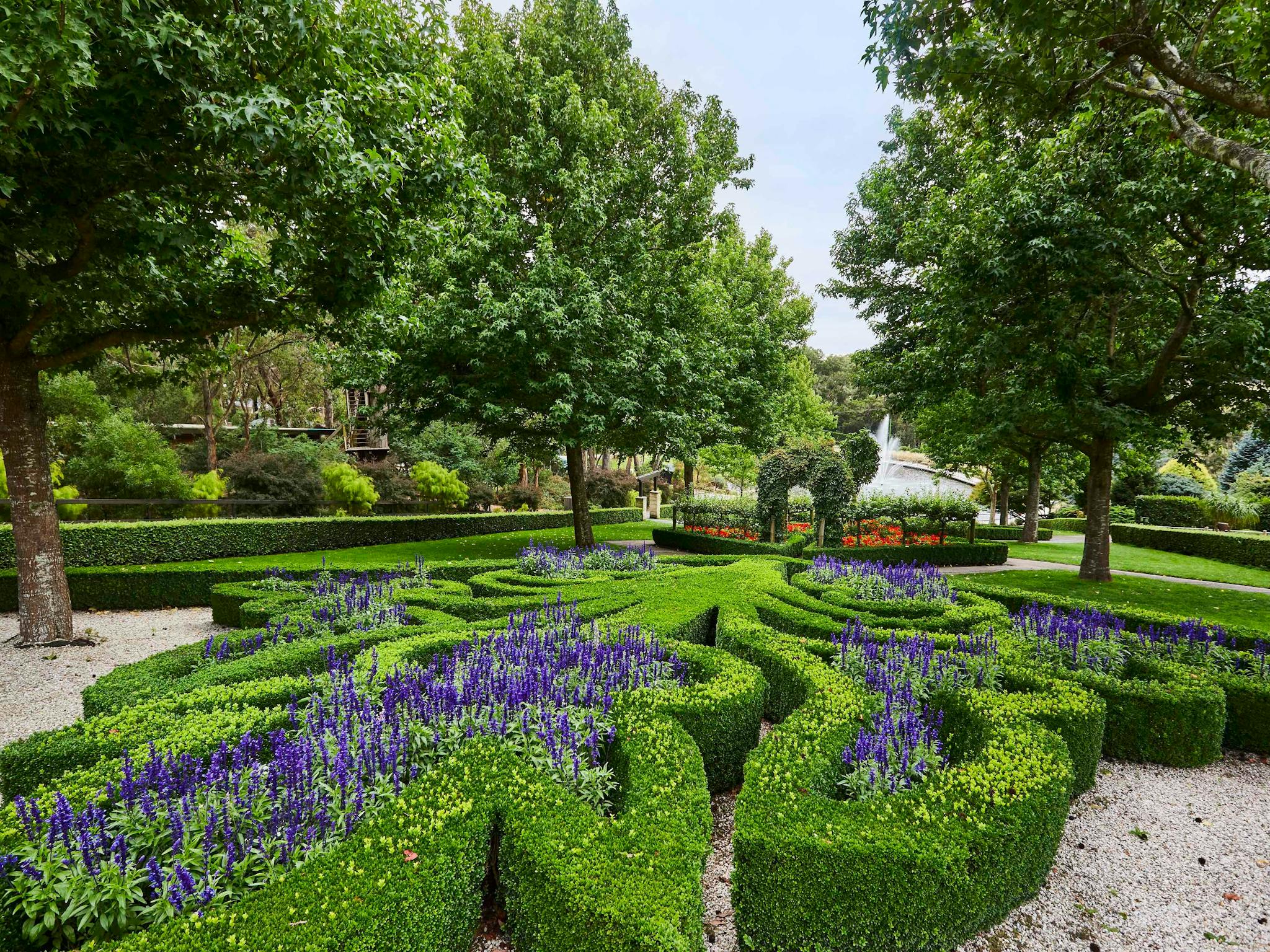 Beautifully manicured gardens and lake in Spring