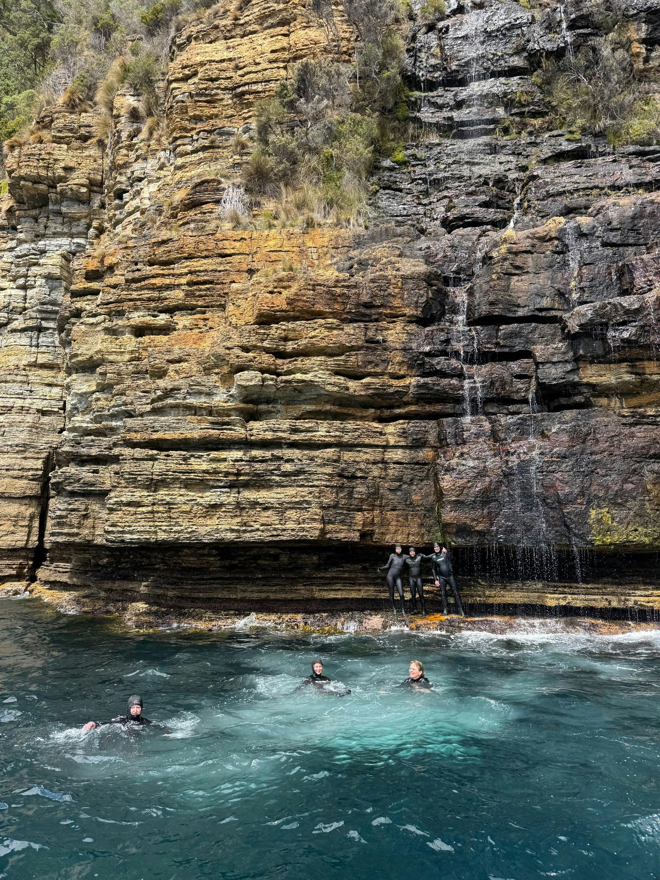 Snorkelling under the waterfall