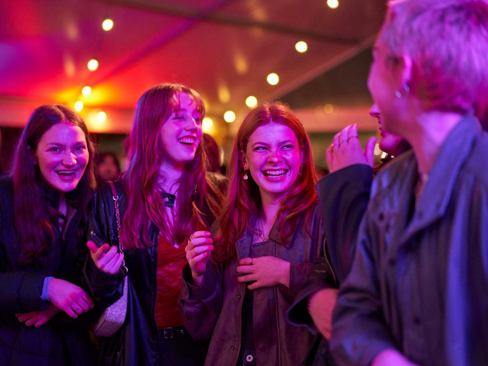 Teens engaging in conversation