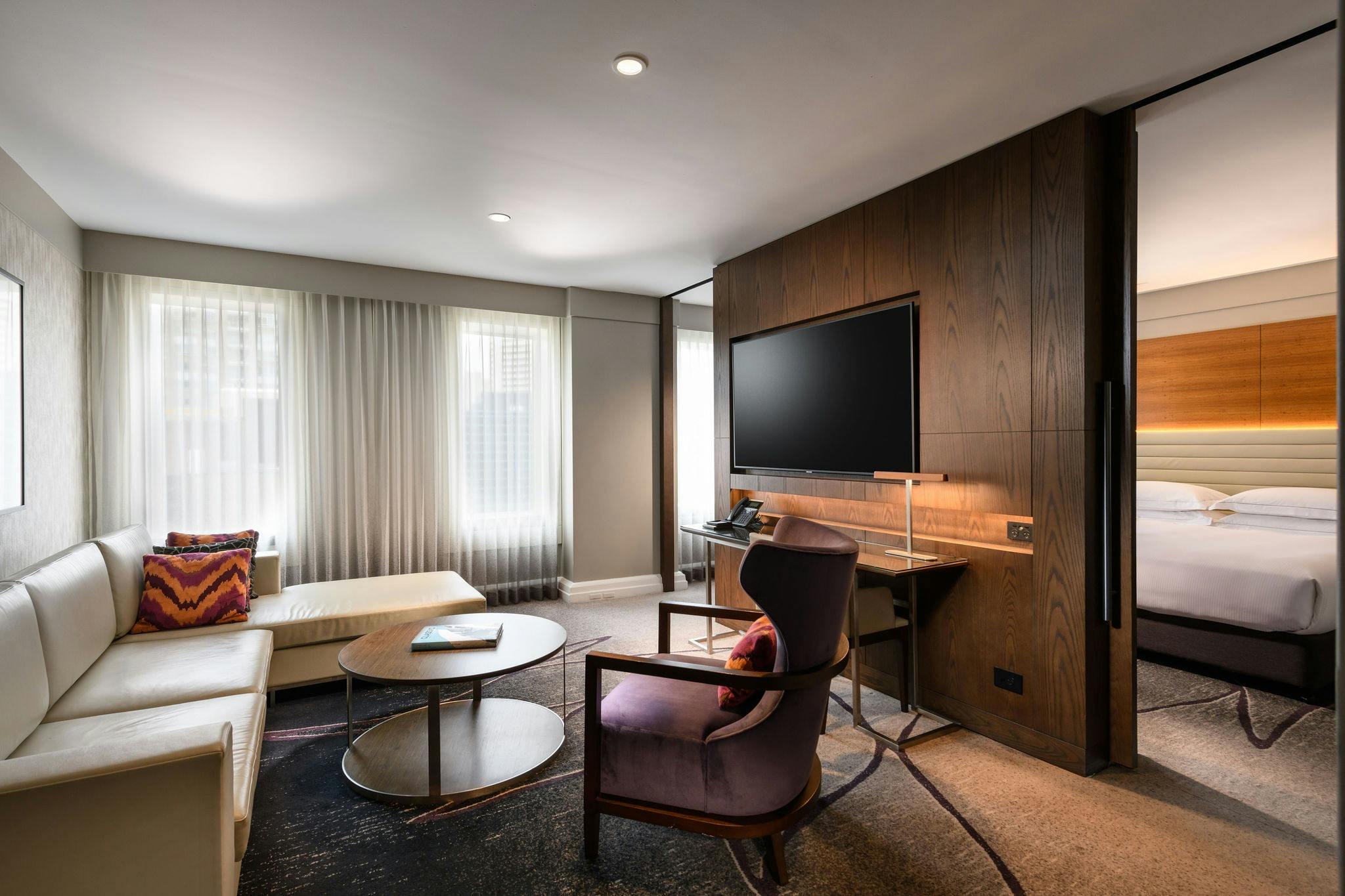 Image of the lounge area in a Suite at Hilton Sydney.