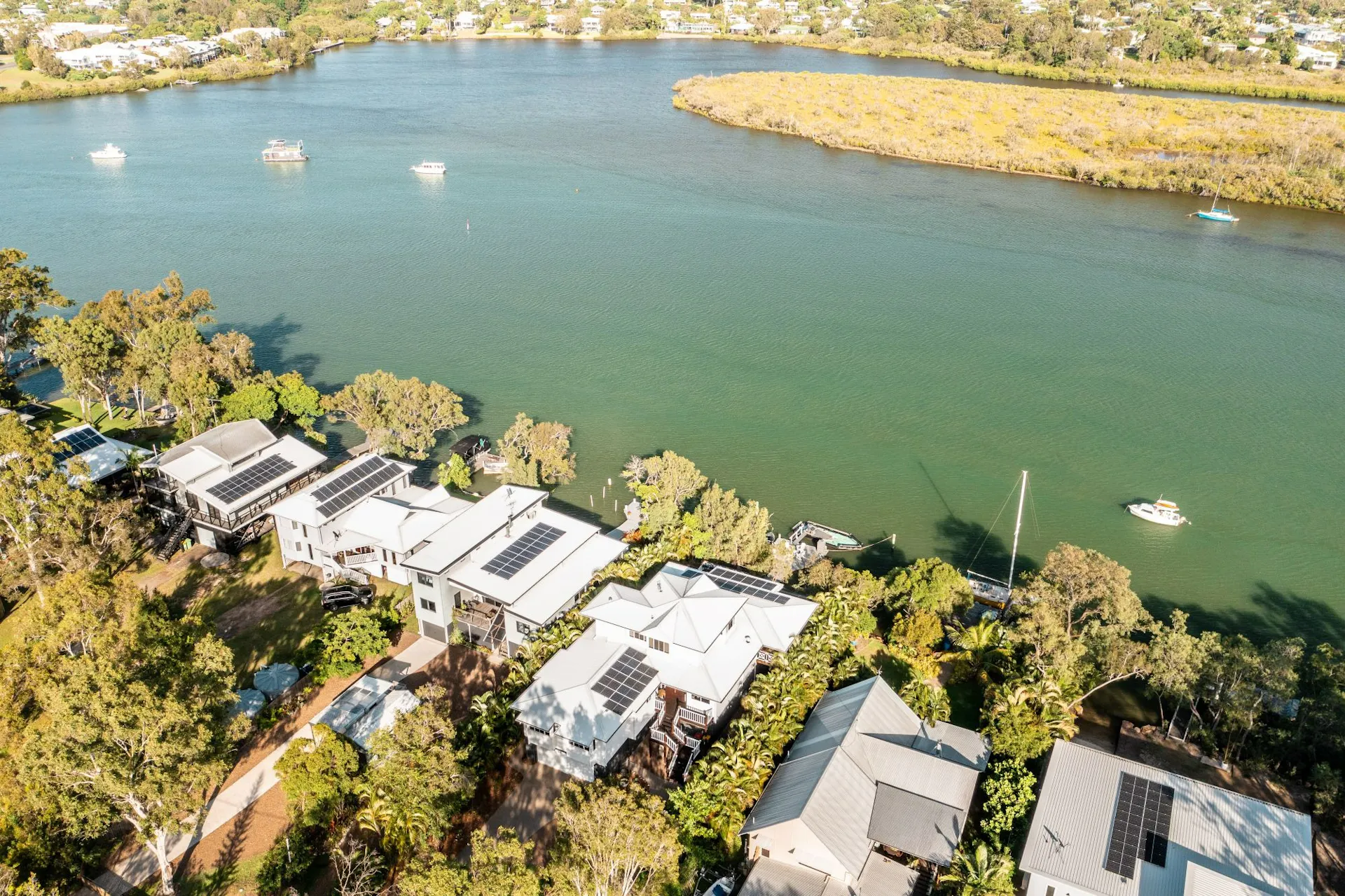 Aerial view of the lodge on the Noosa River
