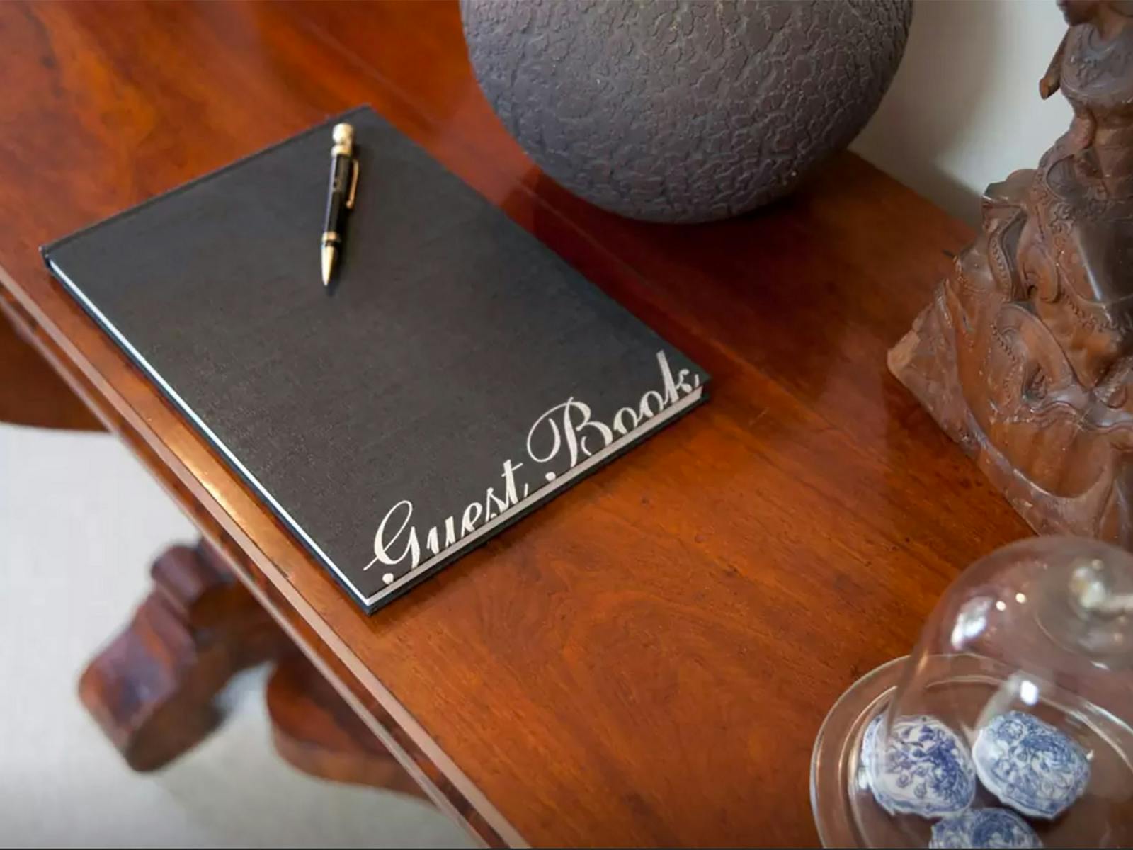 Guest book. Every Man and His Dog Vineyard Bed and Breakfast, Richmond Tasmania.