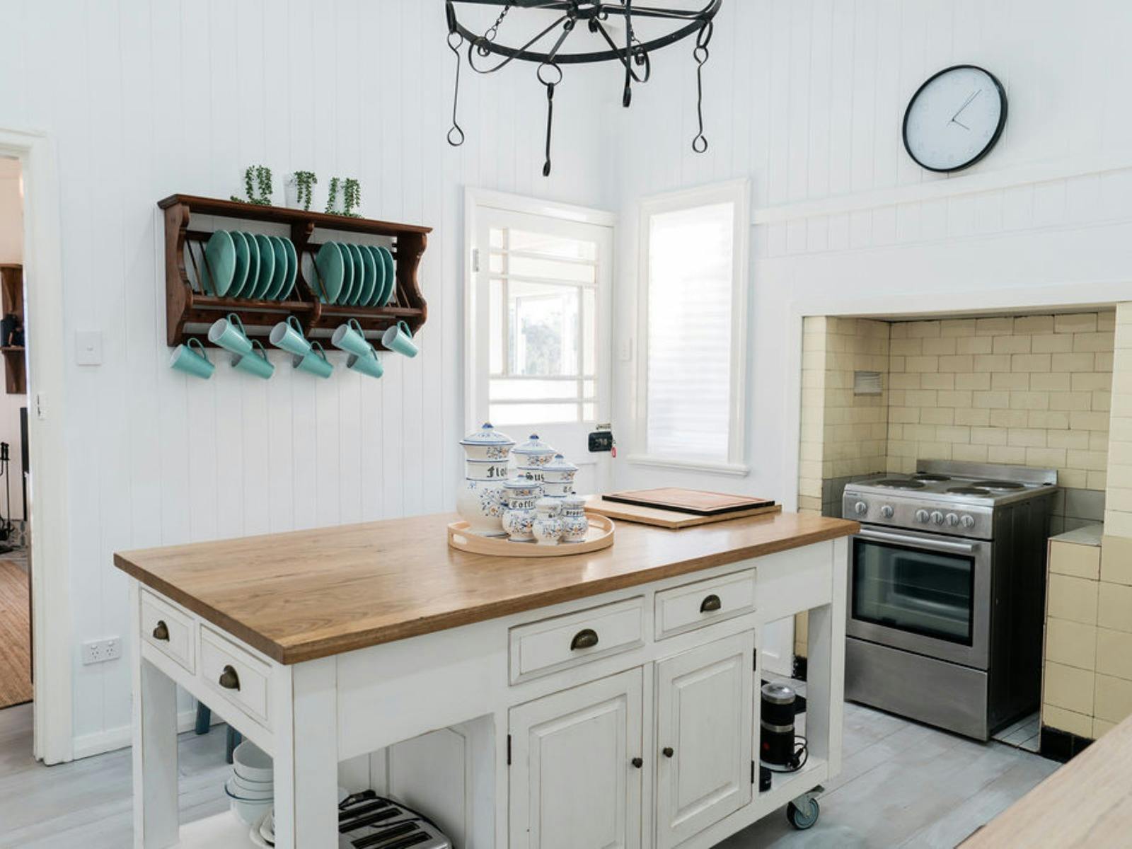 Farmhouse kitchen bench and vintage Scottish disk rack