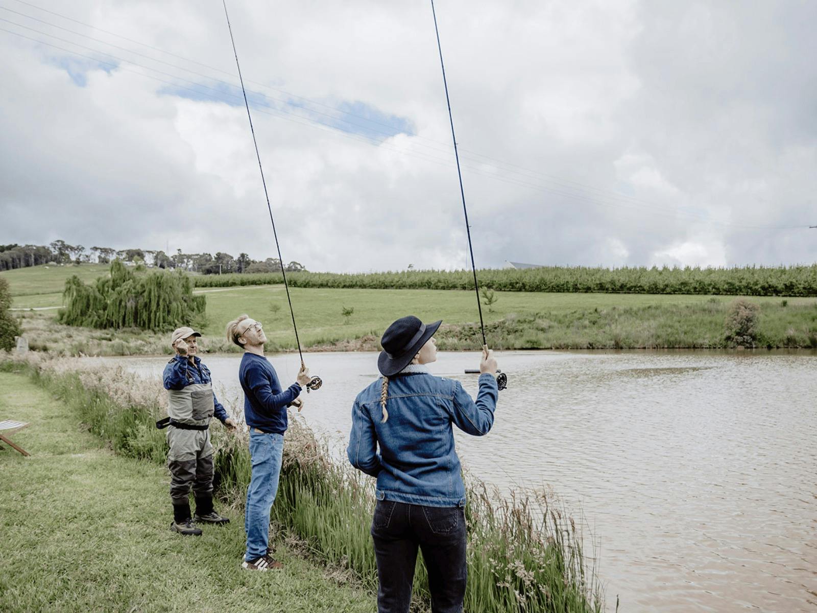 Fly Fishing Exprience. Guests being directed to cast