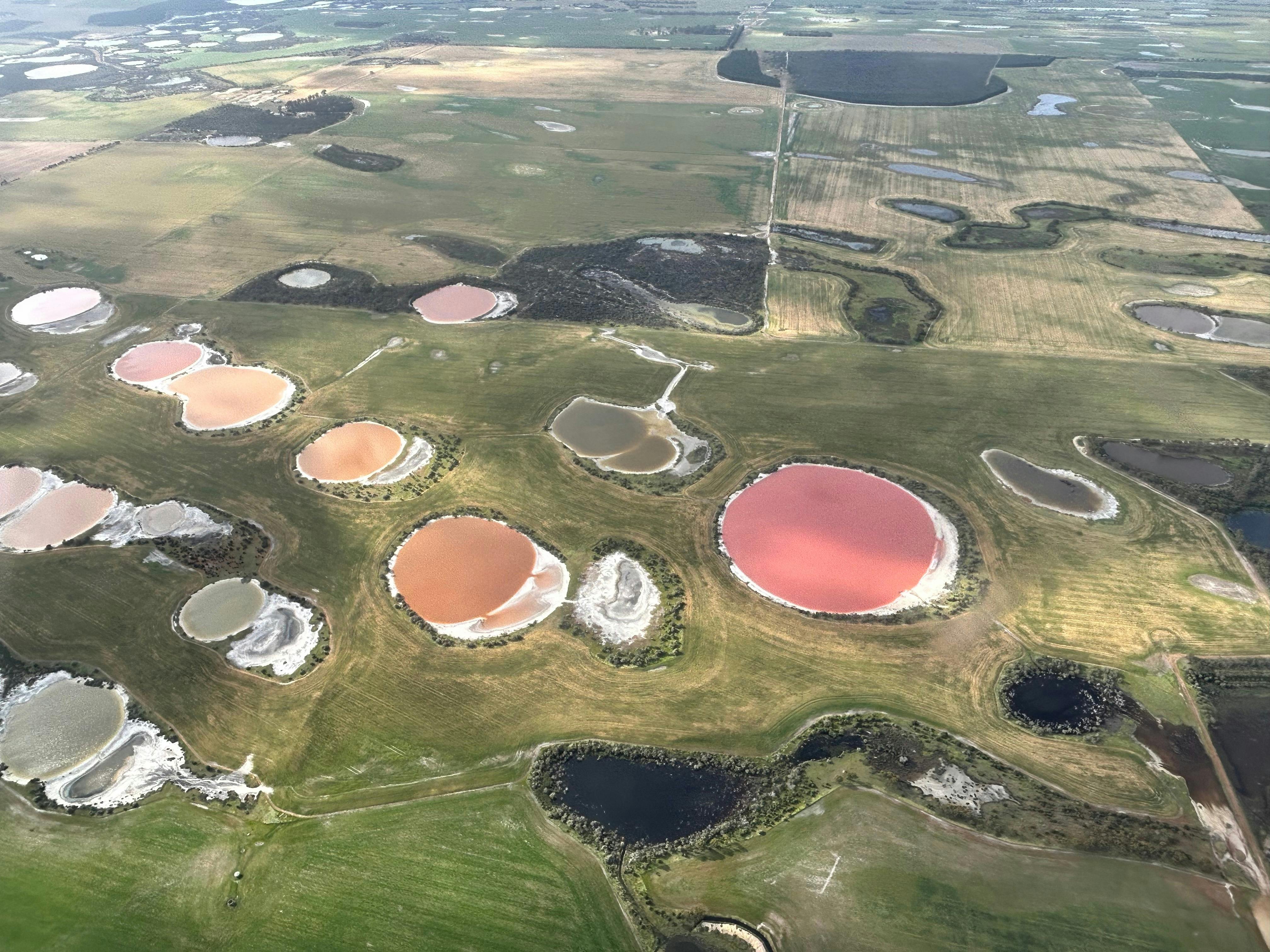 Scenic flight coloured lakes