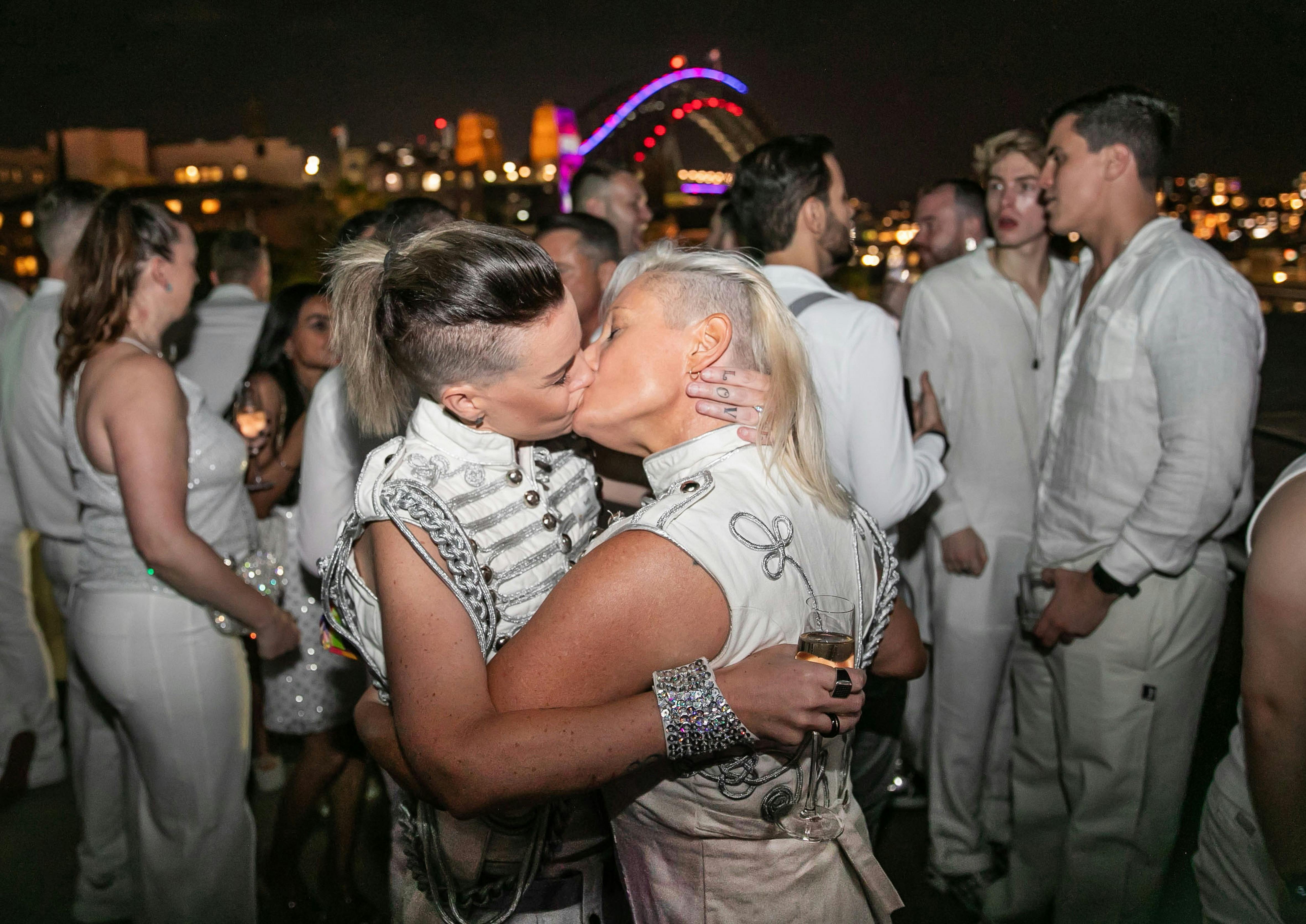 Midnight kiss at Celebration NYE