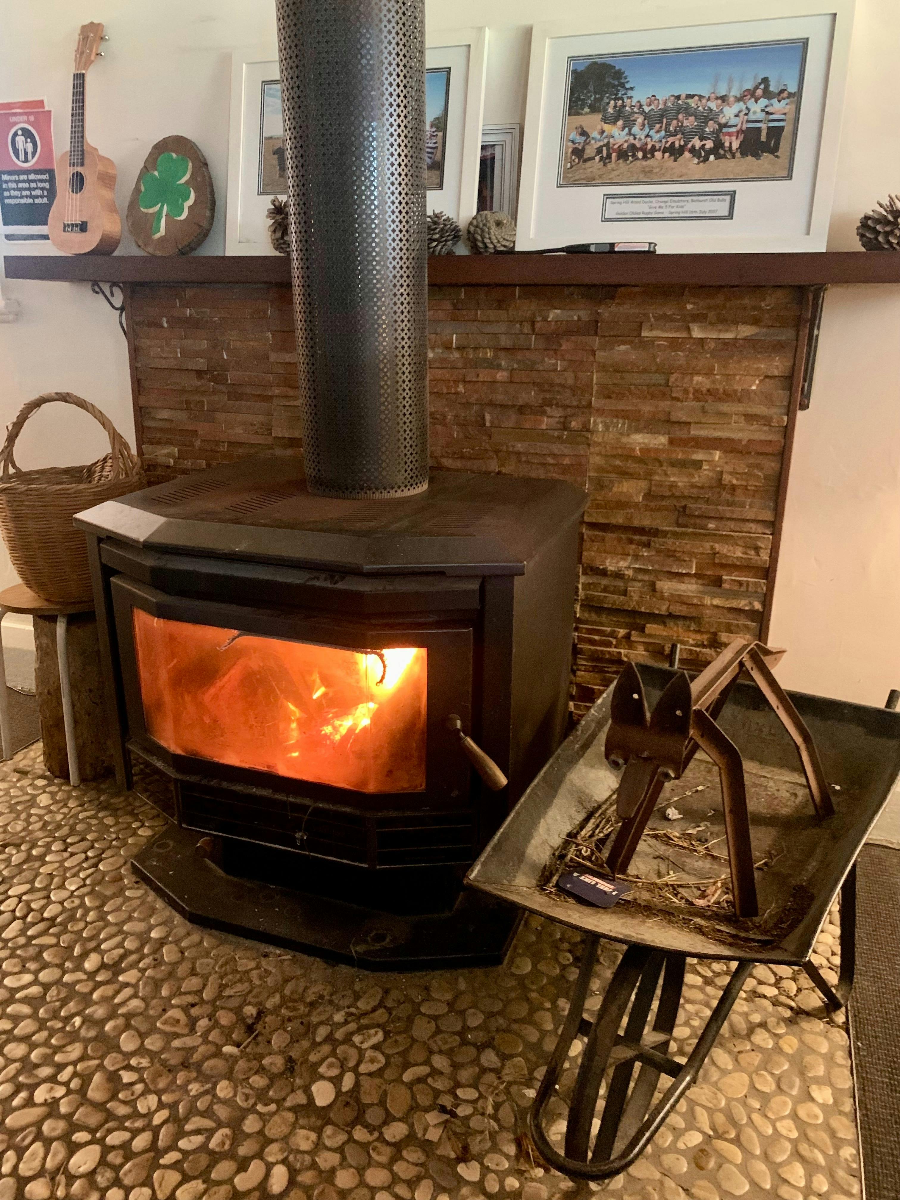 따뜻하고 느린 연소 화재 및 친절한 지역 주민