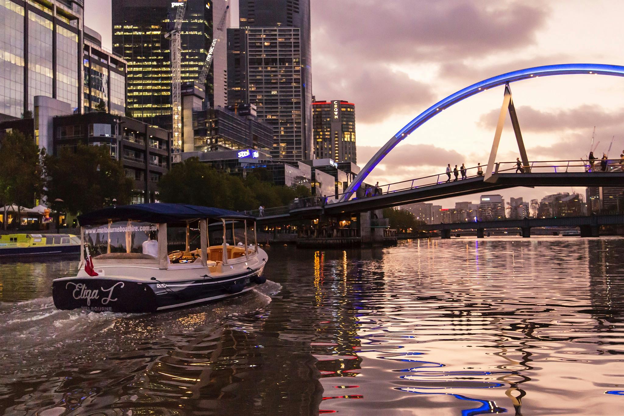 Sunset viewing by boat on the Yarra River