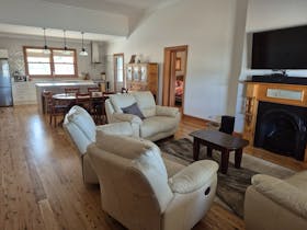 Lounge, dining, kitchen, main living room