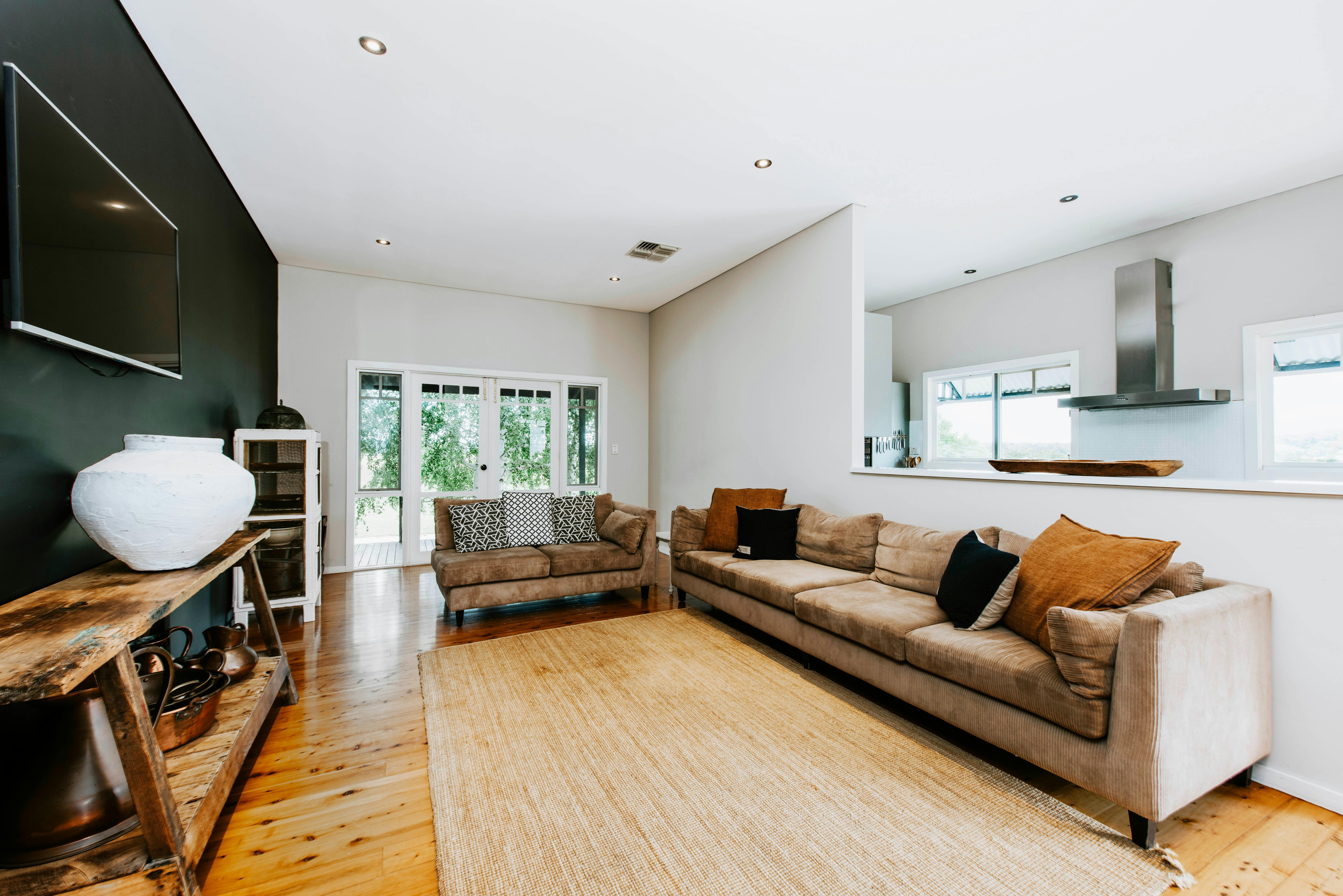 Second living area at The Farmhouse, Blue Wren Farm, Mudgee