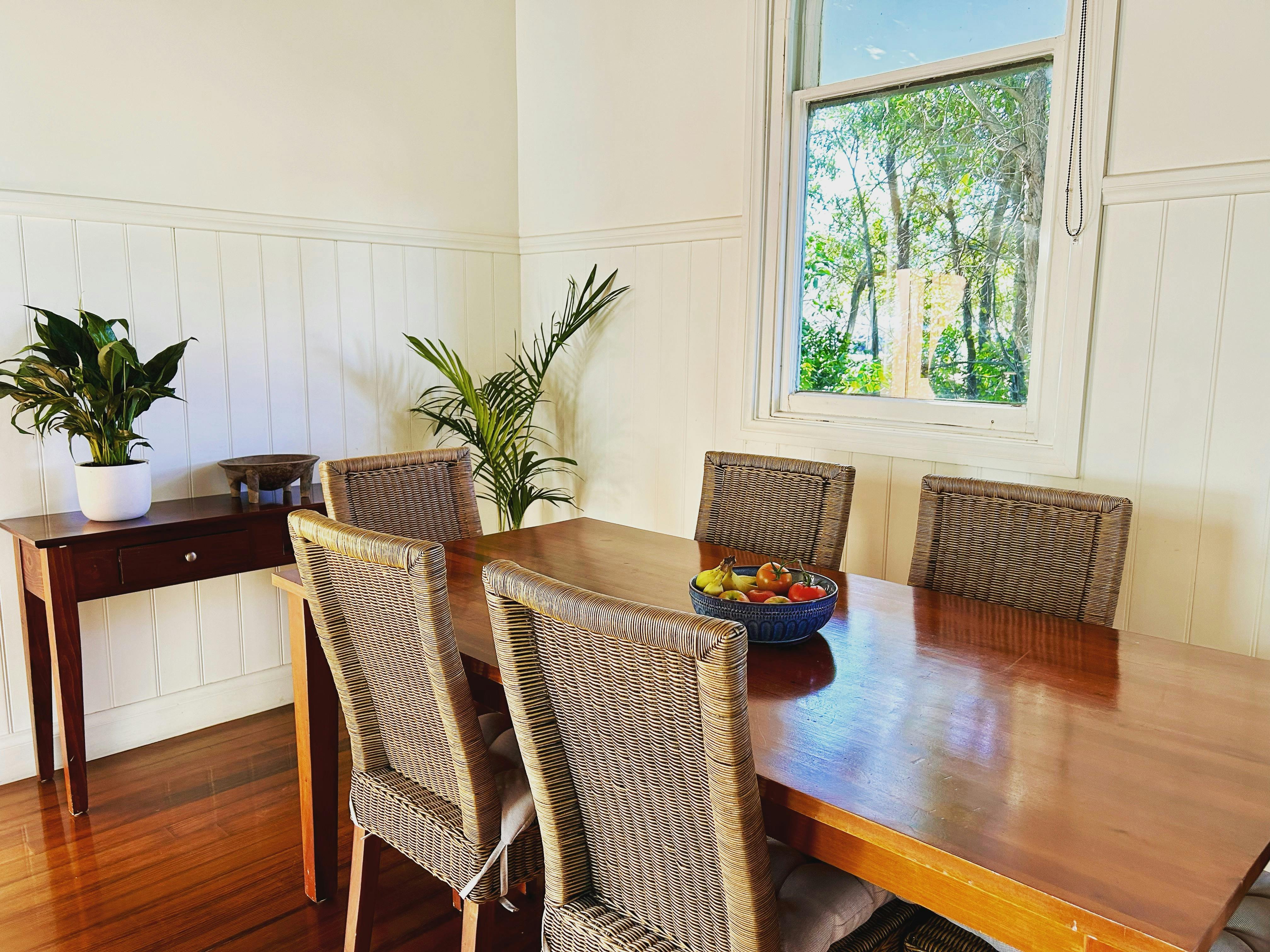 The dining area comfortably seats six people
