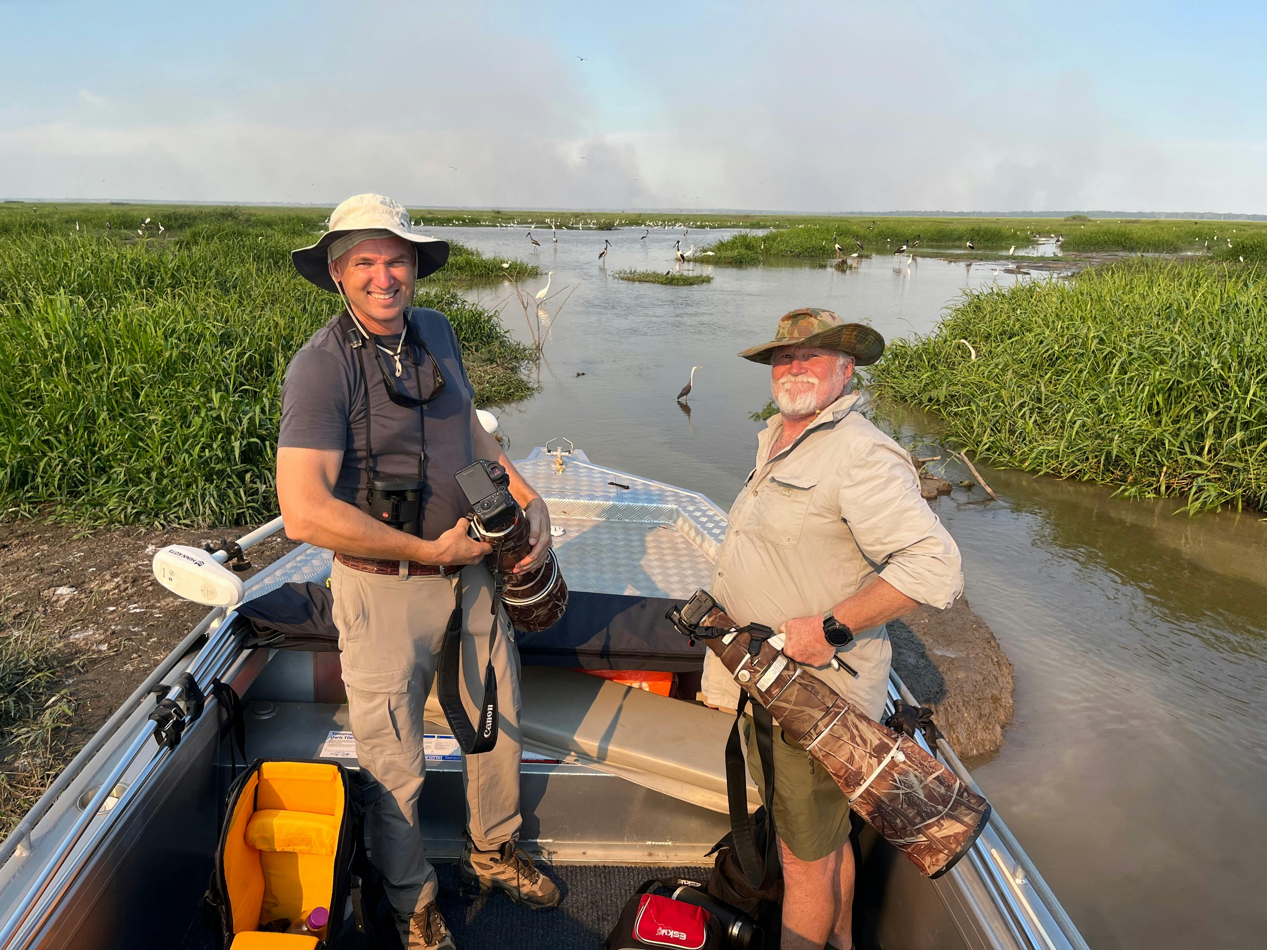 Bird photographers enjoying a morning at Corroboree Billabong, Northern Territory