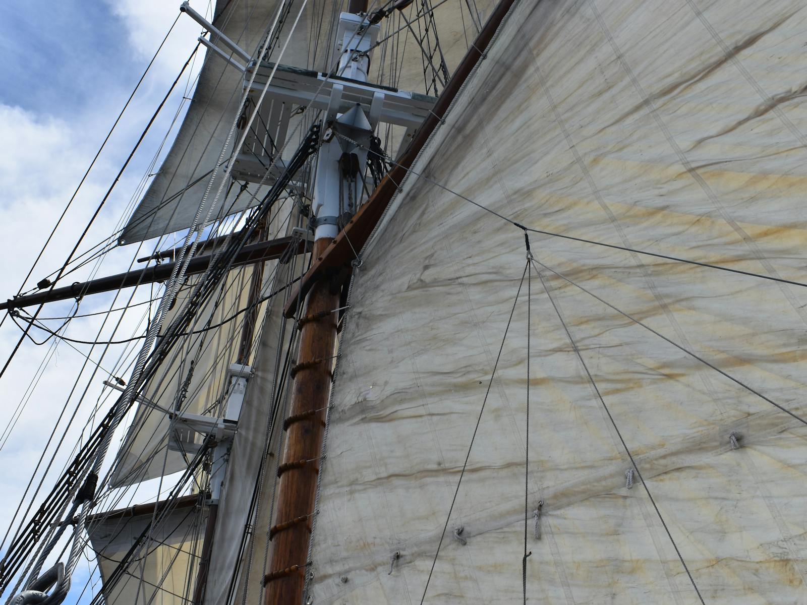 full set sails on tall ship Lady Nelson