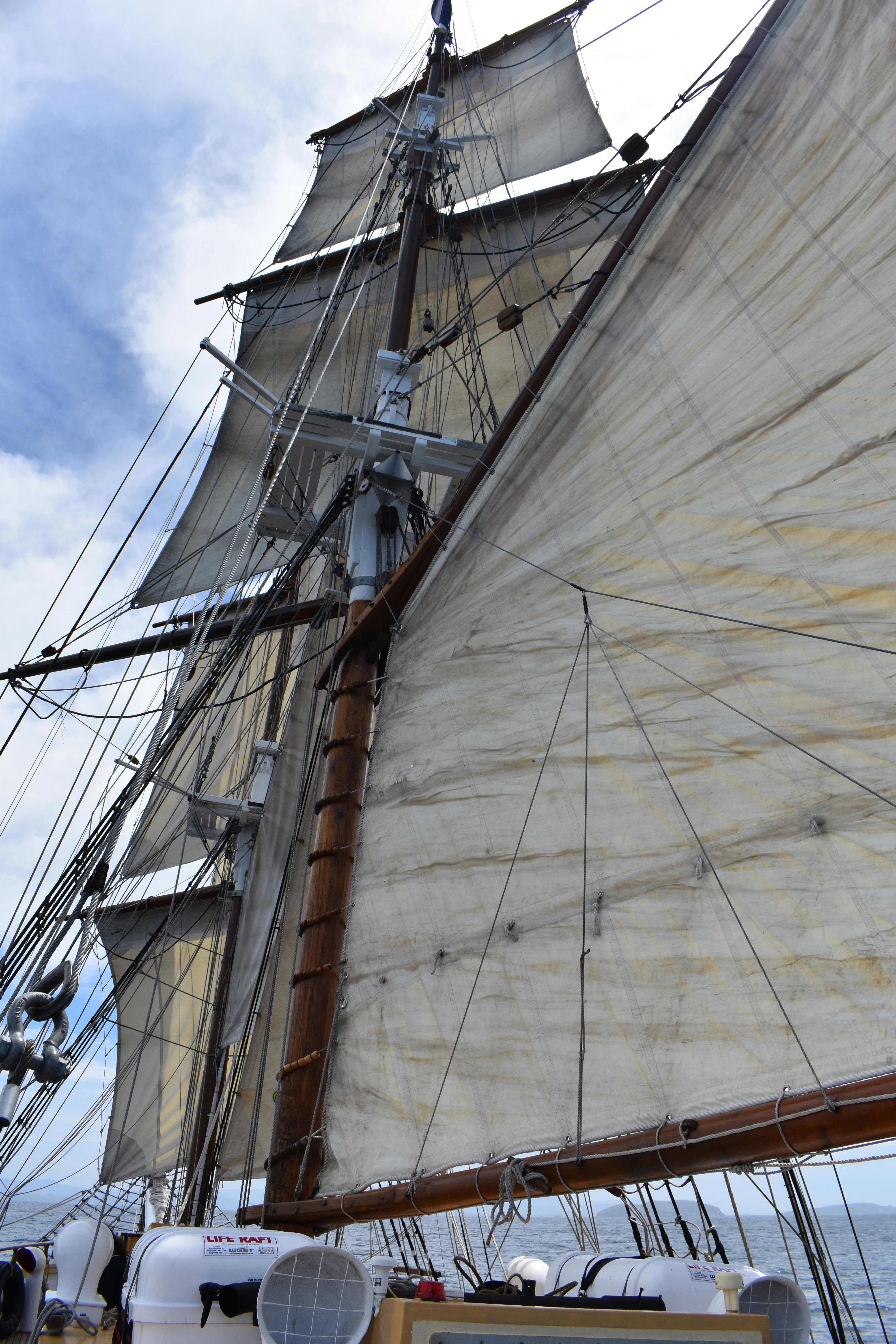 full set sails on tall ship Lady Nelson