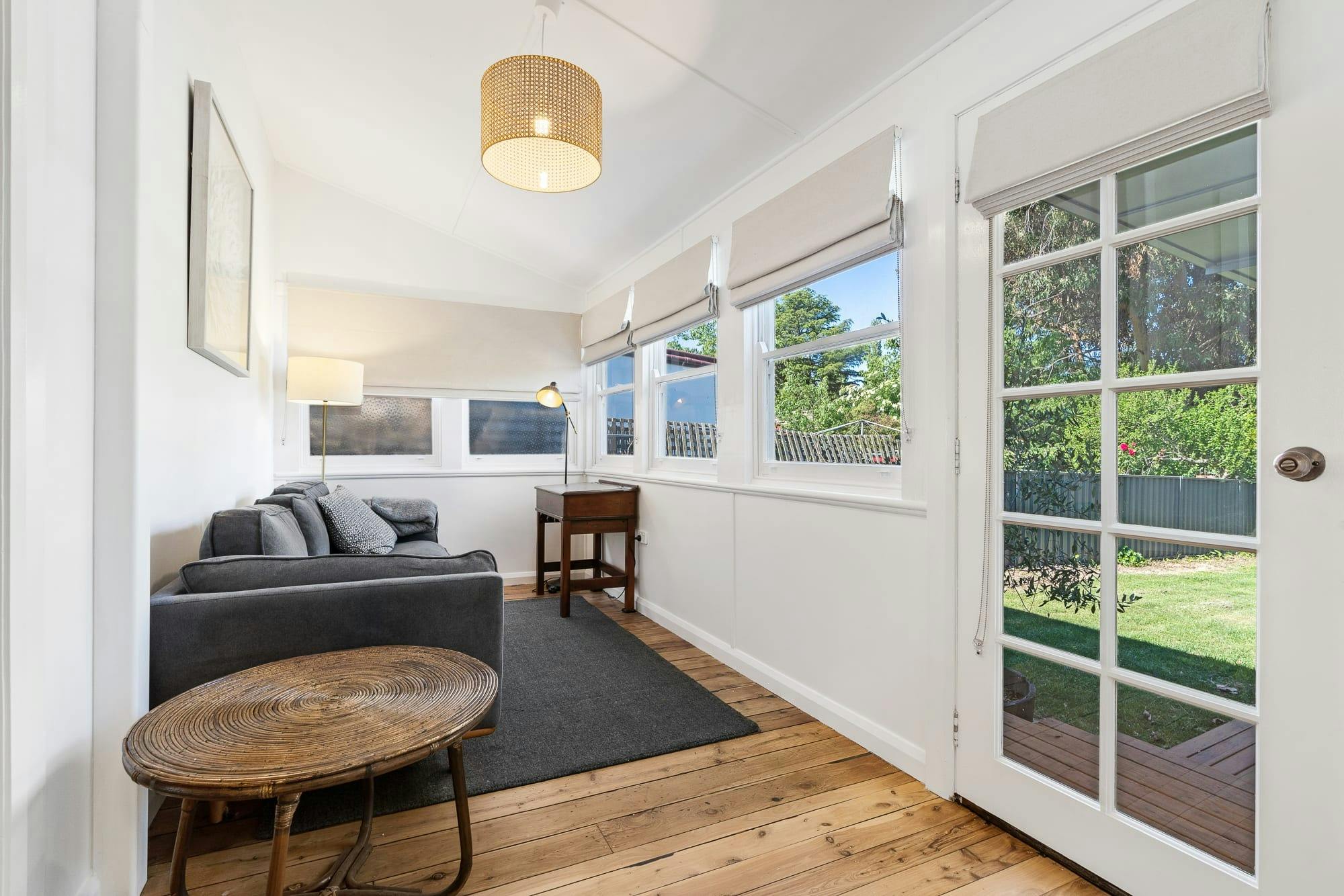 Sunroom with a couch