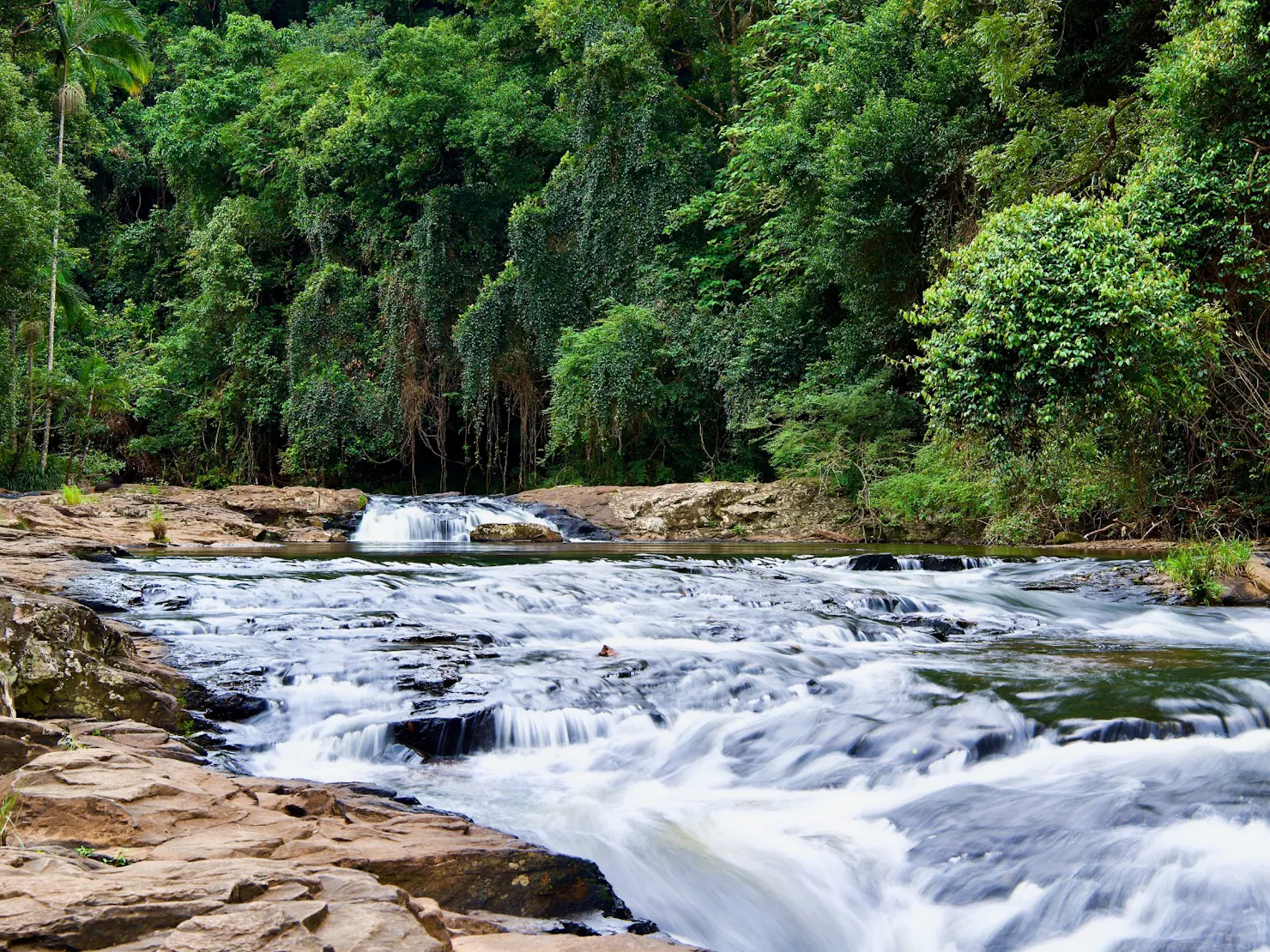 Water cascading over rock ledges at Gardner Falls