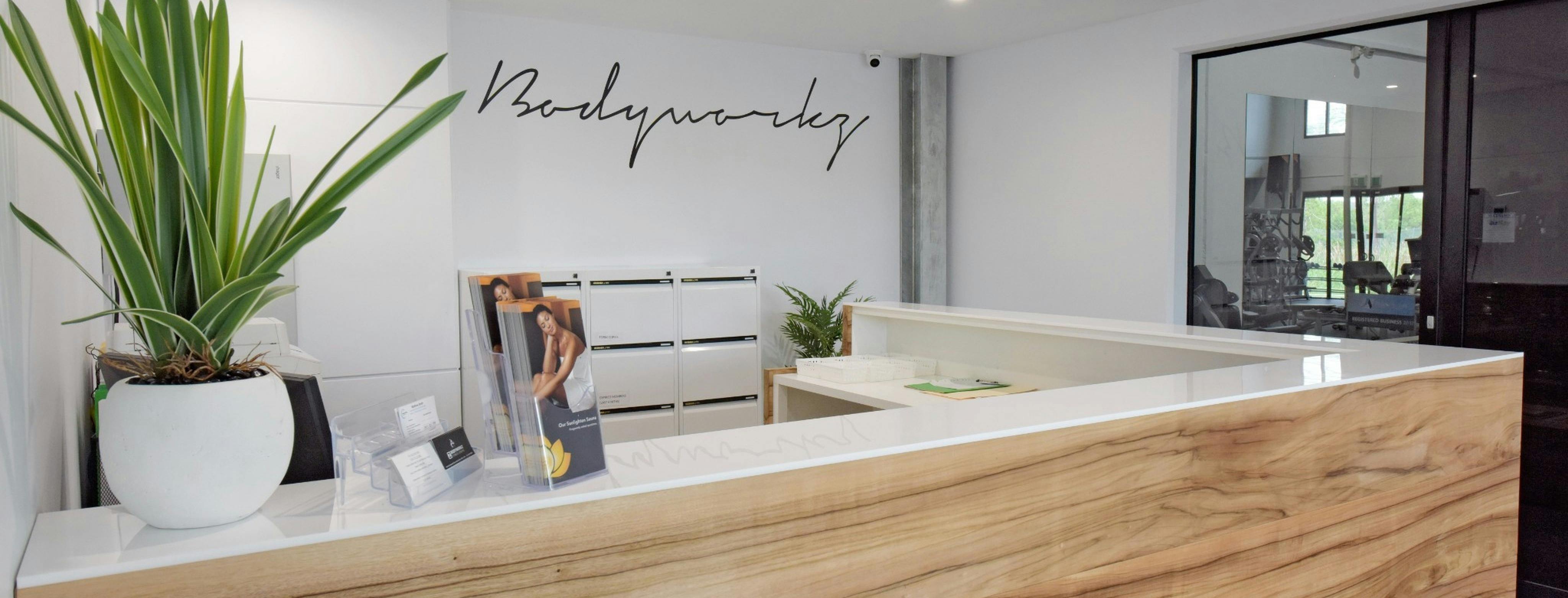 Reception and welcome area at Bodyworkz Byron Bay