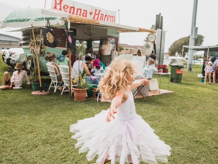 Fun for the whole family at Lennox Community Market little girl dancing